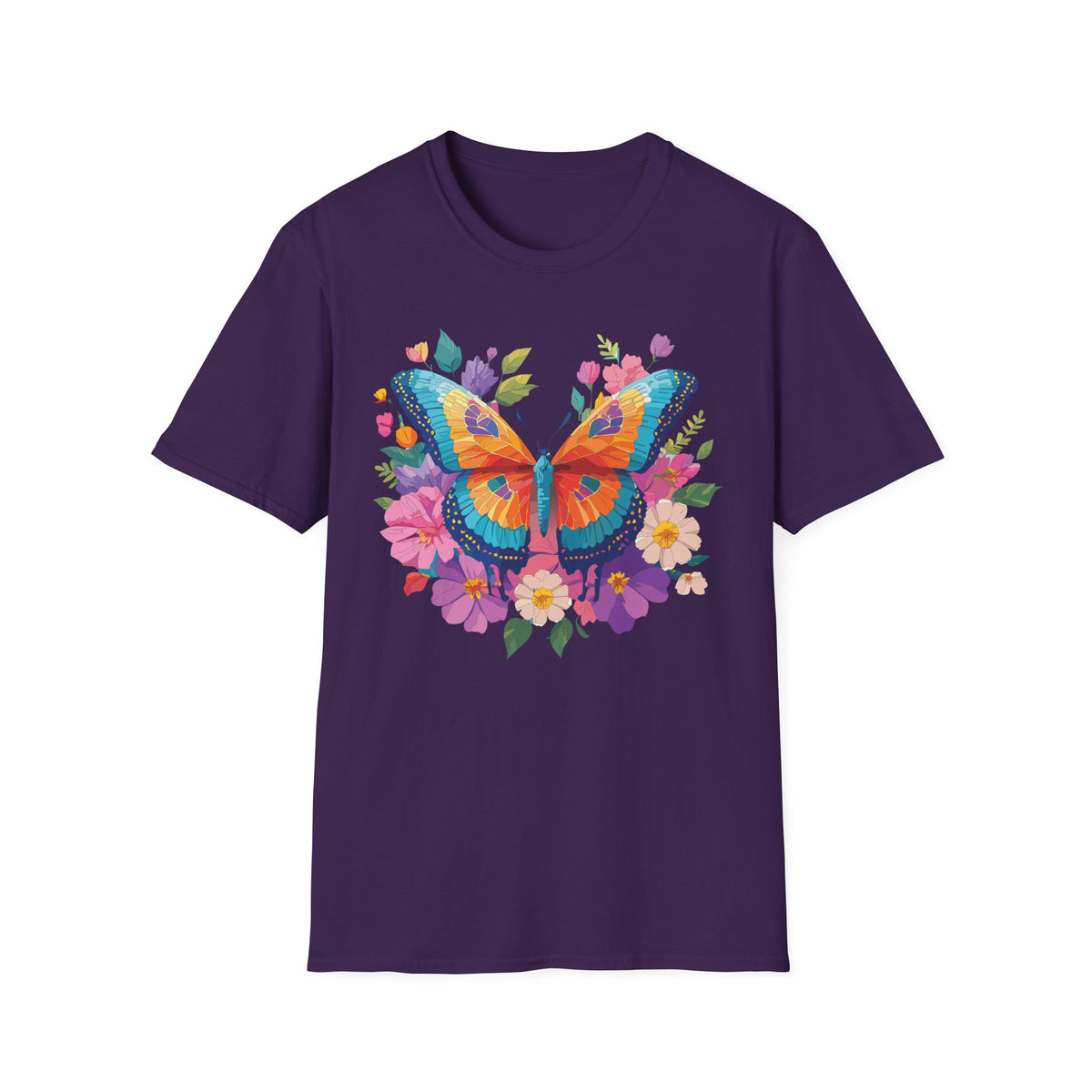 Colorful Butterfly Floral Tee | Vibrant Monarch Butterfly Graphic Tee Unisex 100 Cotton Gildan T-Shirt