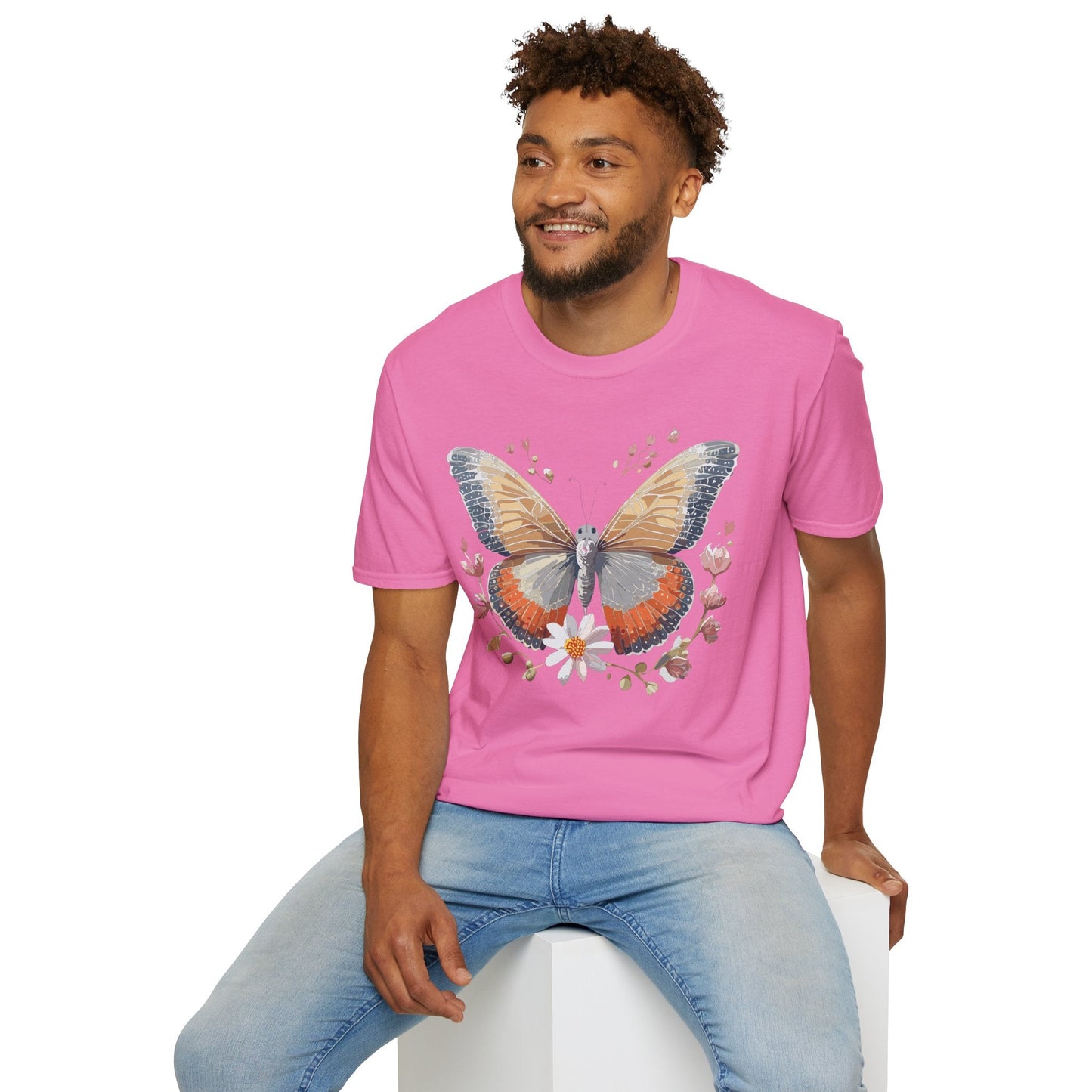 Unisex Butterfly T Shirt Softstyle Gildan 64000 Comfortable Durable Tee For Everyday Wear