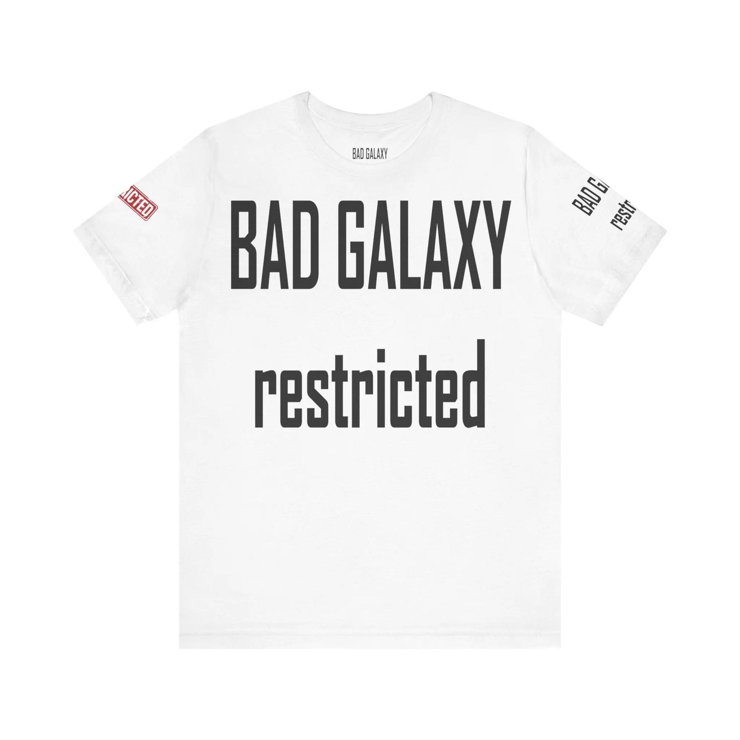 Bad Galaxy Tee Shirt With Red Stamp 100 Percent Cotton Made In USA Eco Friendly Inks