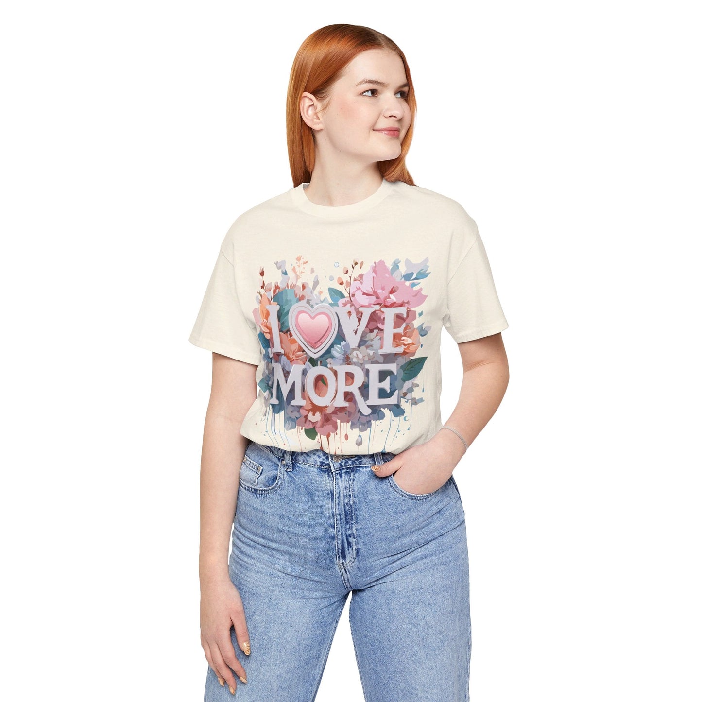 Valentine Day Graphic Unisex 100 Cotton Vintage Artwork with Love and Flower Design Tee 17