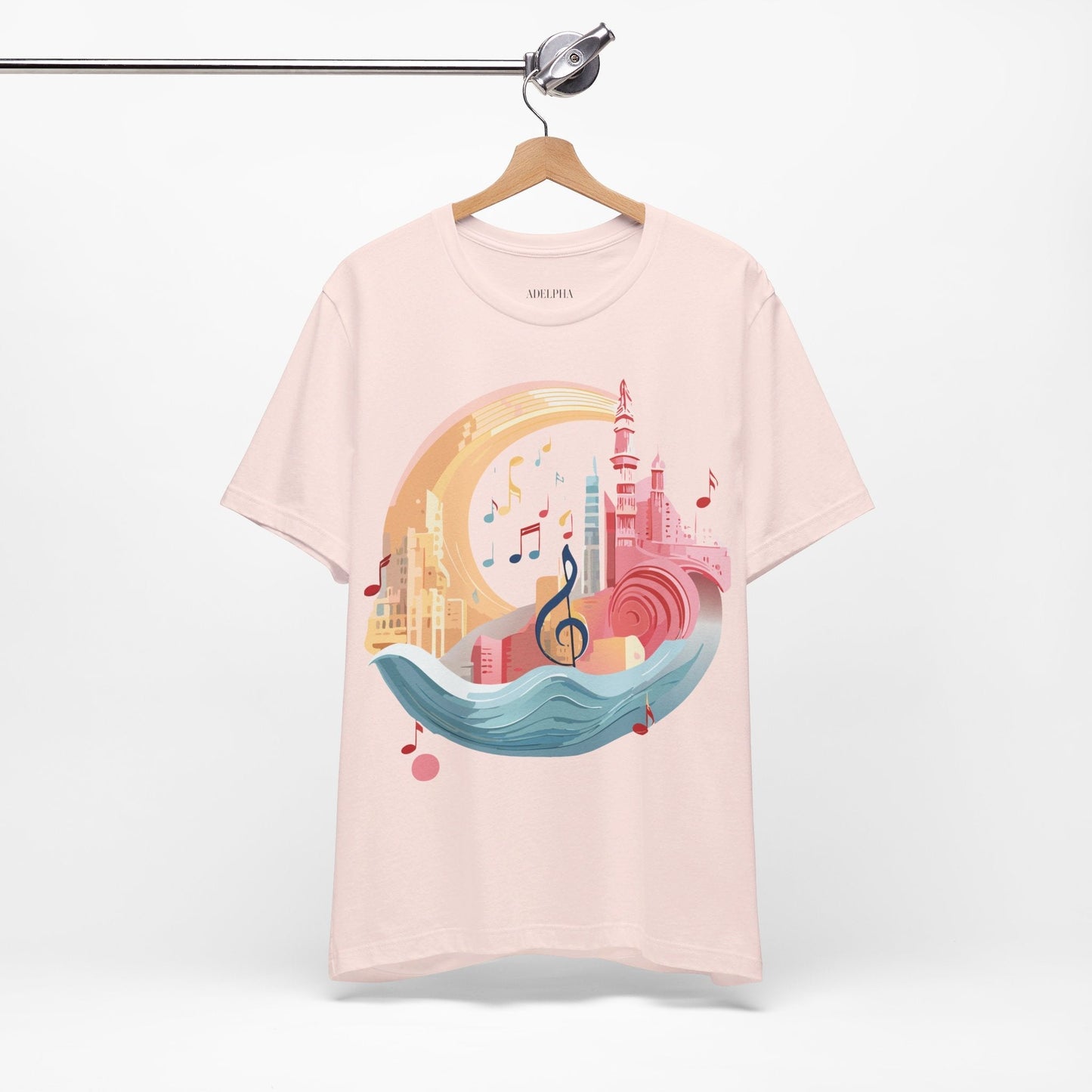 Music Graphic T Shirt Unisex Jersey Short Sleeve Art Design by Adelpha Vintage Inspired Tee