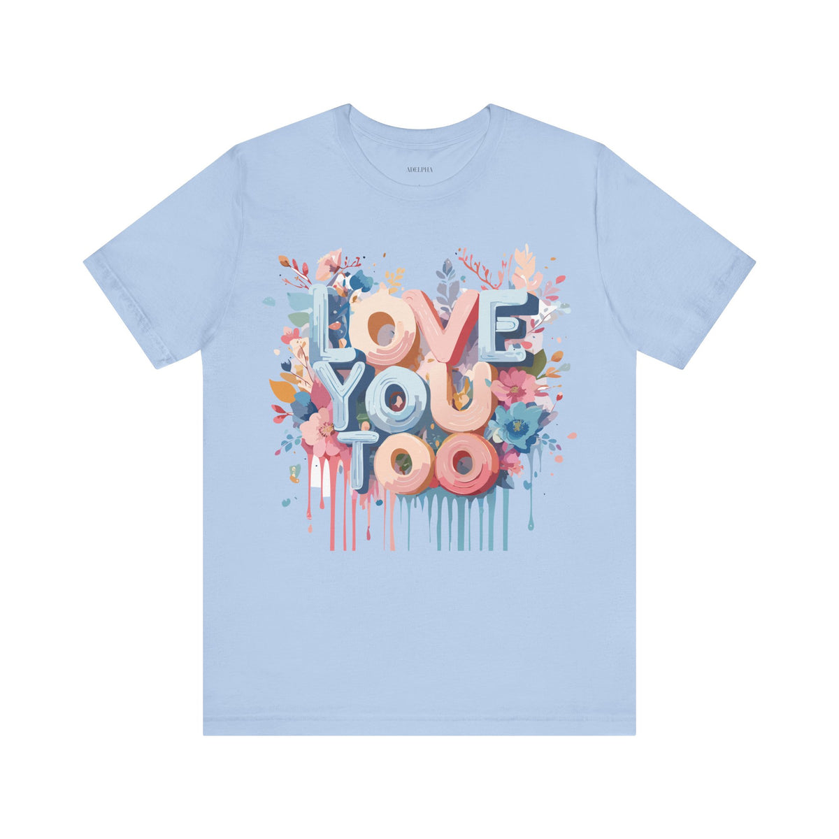 Valentine's Day Graphic Unisex Cotton Bella+Canvas Tee with Floral Art Design d97