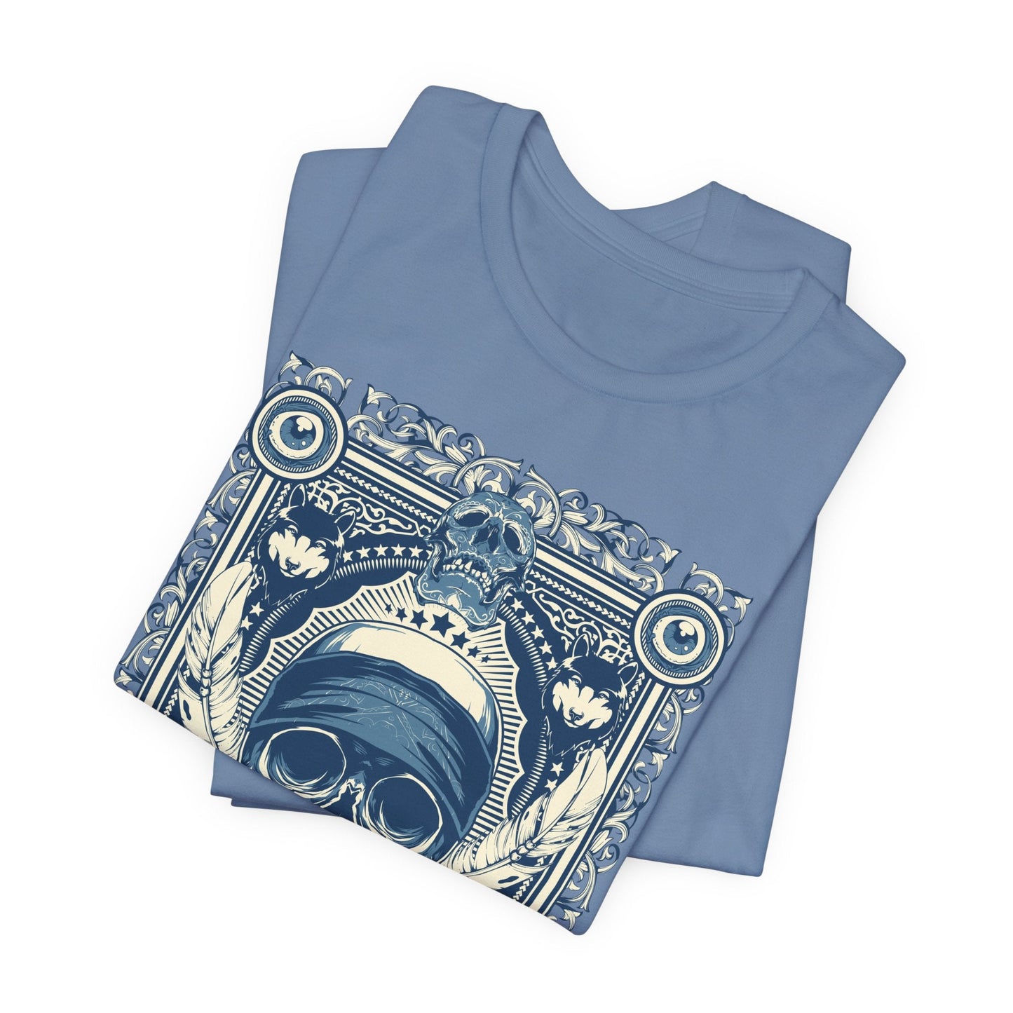 Skull Crown Graphic Tee Vintage Ornate Skull Illustration Rock Band T-Shirt