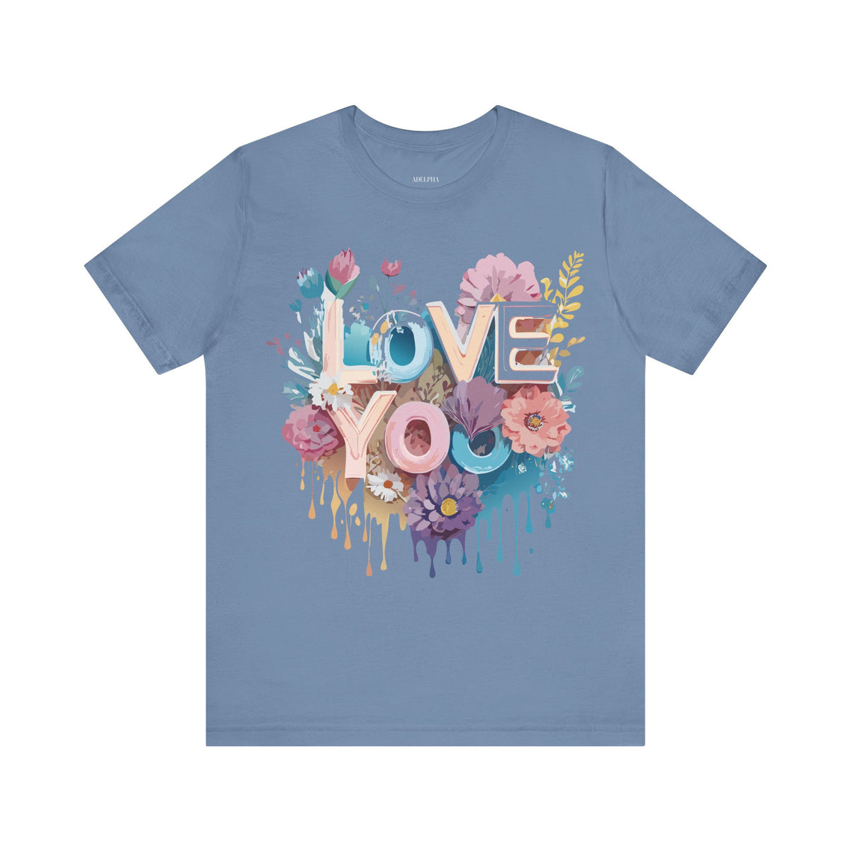 Valentine's Day Graphic Unisex Cotton Bella+Canvas Tee with Floral Art Design d127