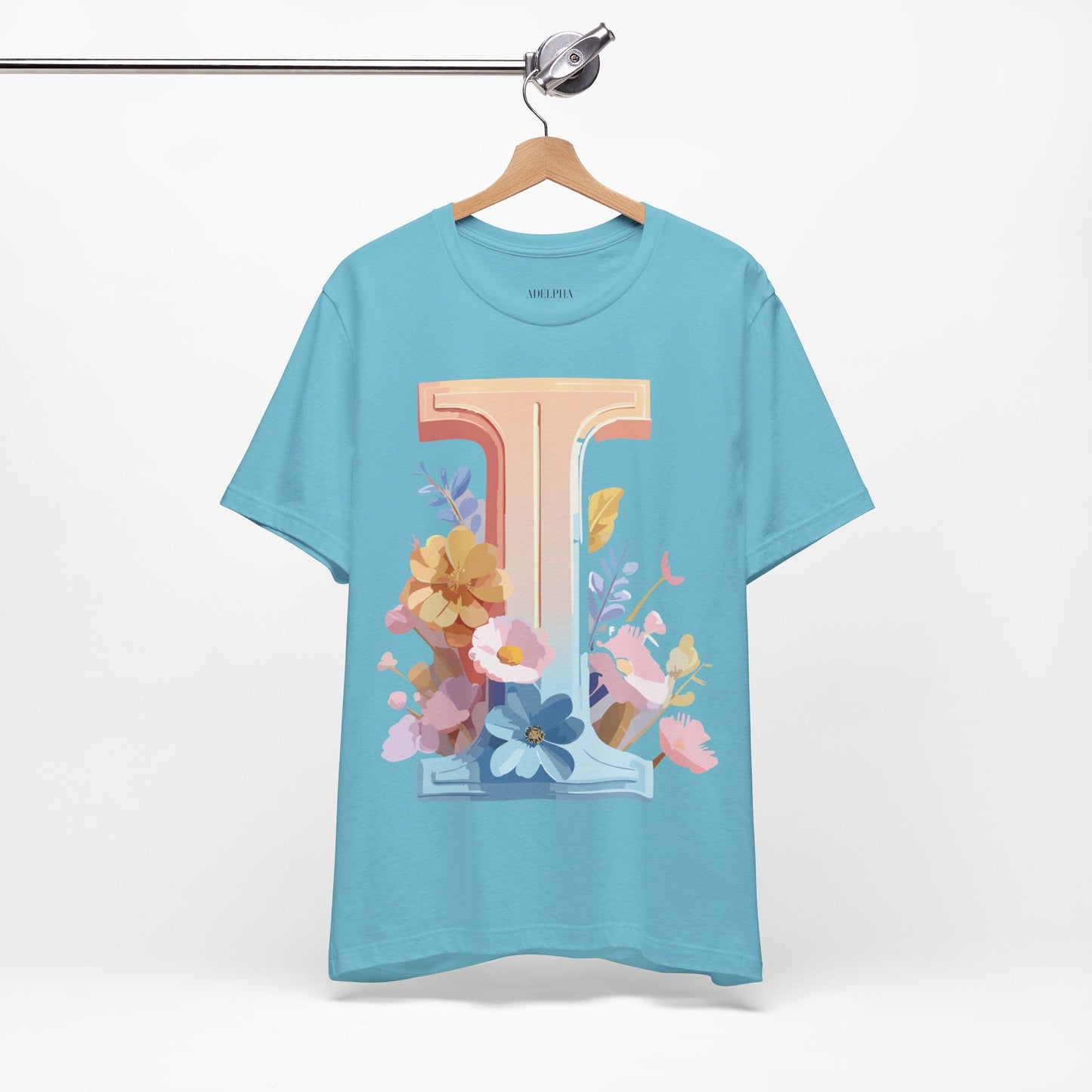 Vintage Inspired Letter I Shirt Unisex Graphic Tee Short Sleeve by Adelpha Premium