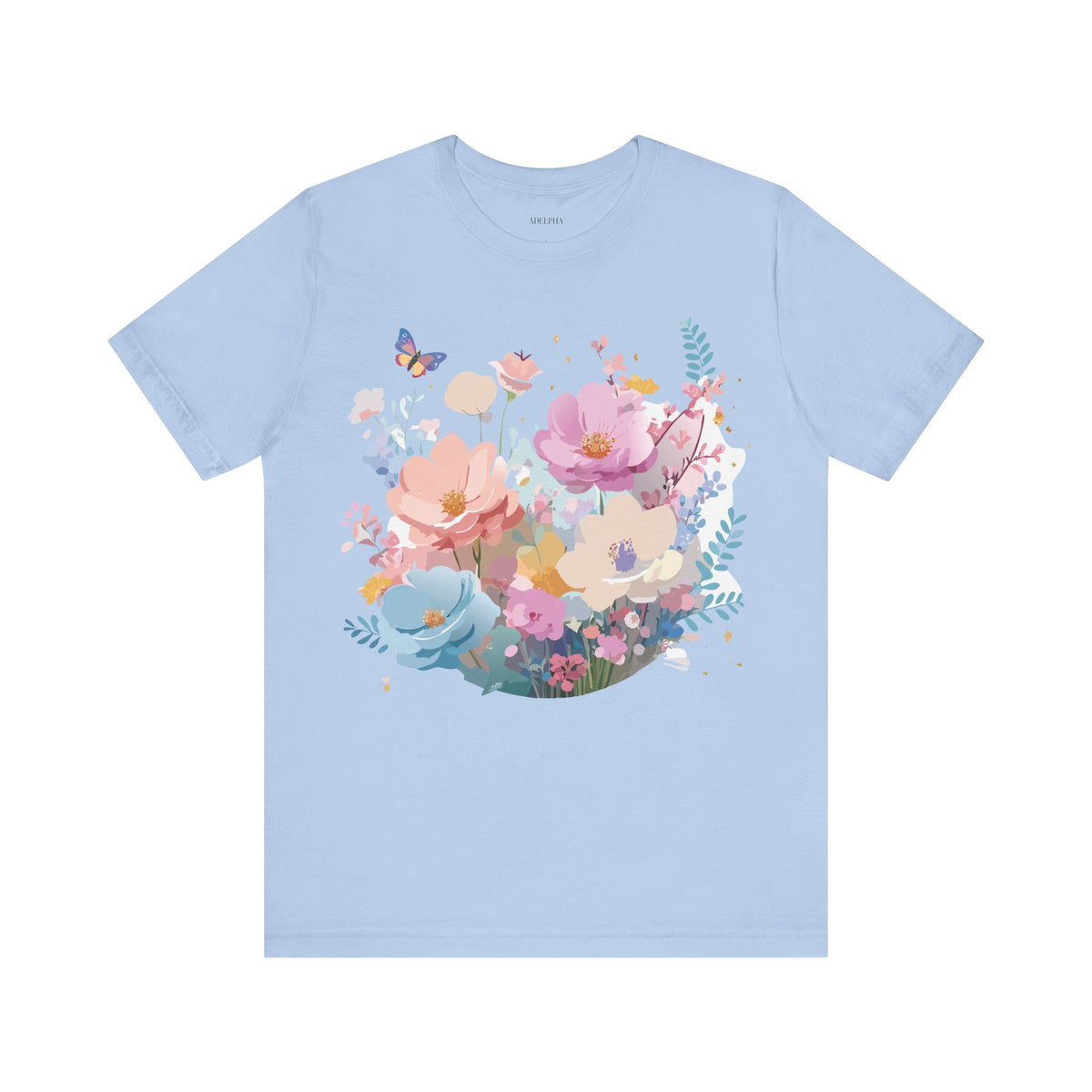 Floral Graphic Unisex Cotton Bella+Canvas Tee with Flowers Art Design n117