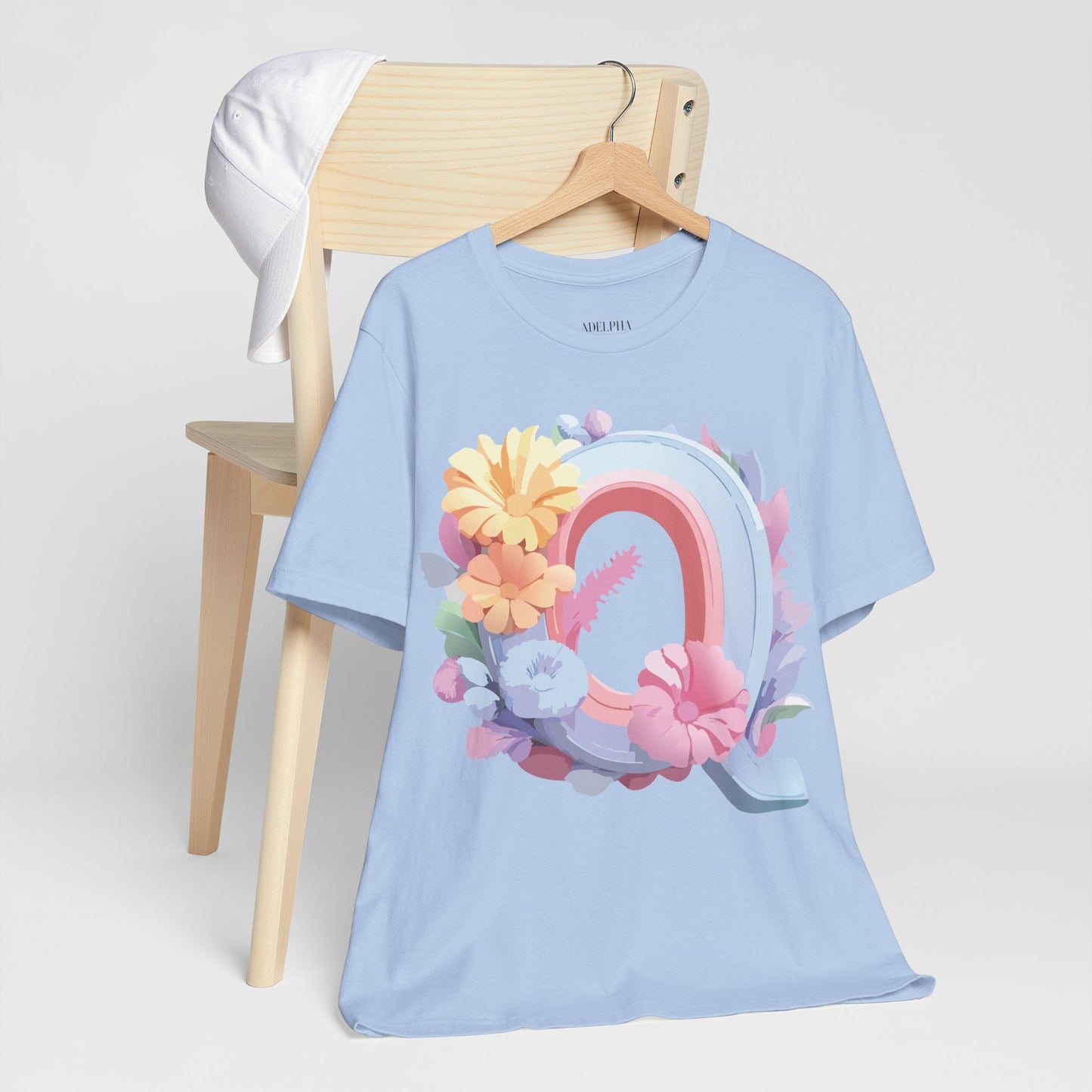 Unisex Letter Q Graphic Tee By Adelpha Vintage Inspired Art Design Short Sleeve Shirt