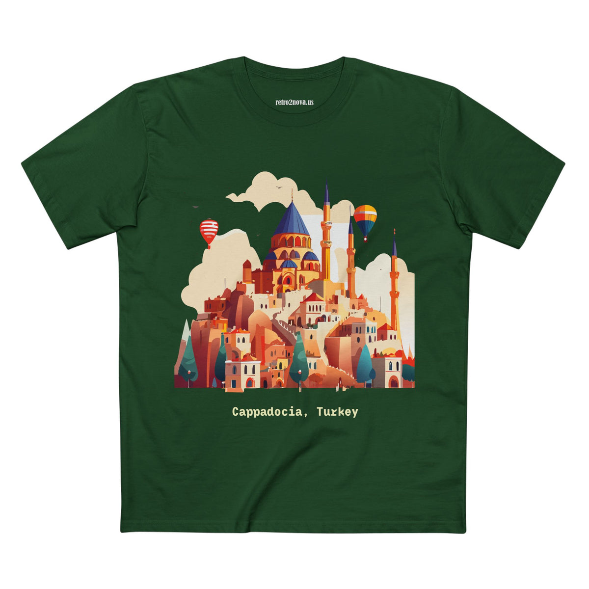 Cappadocia Turkey Illustration T-Shirt | Hot Air Balloons, Skyline