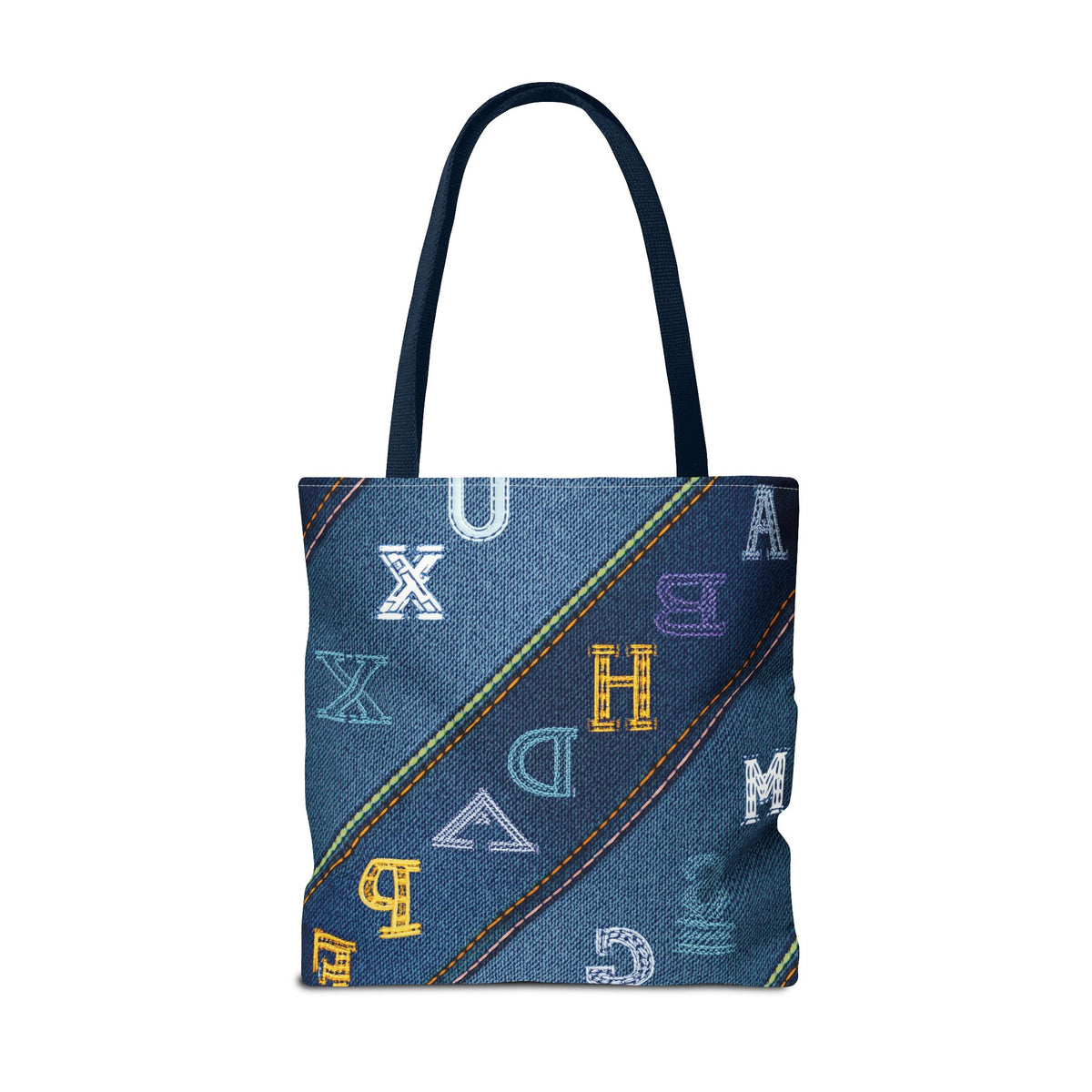 Denim Fabric Imitation Print Unisex Canvas Bag Poly Spun 3 Sizes Tote Bag 187-4