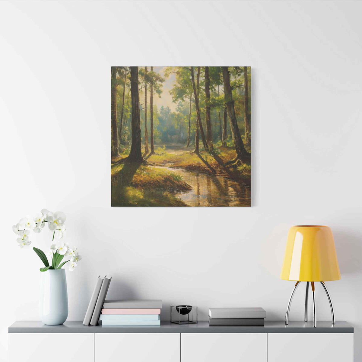 Forest Print Canvas, Trees Oil Paint Print 20x20, 24x24, 30x30, 32x32, 36x36 Art Design Print Pine-Wood Inner Frame MC-72