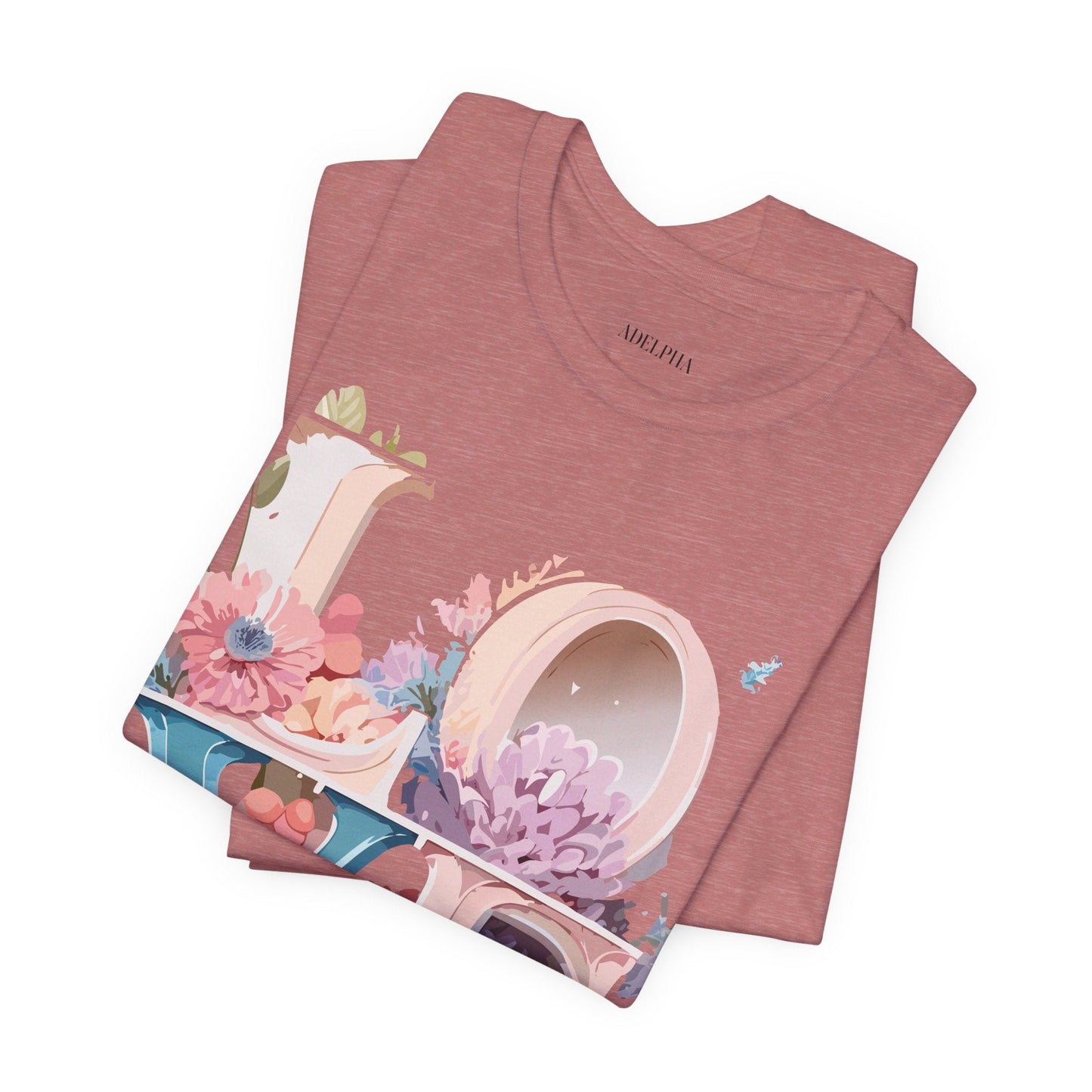 Valentine Day Graphic Unisex 100 Cotton Vintage Artwork with Love and Flower Design Tee 43