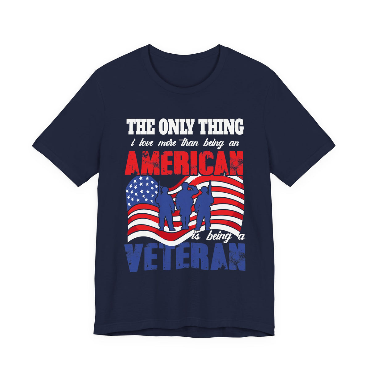 American Veteran silhouette flag T-Shirt Patriotic Veteran Unisex Cotton Tee v8