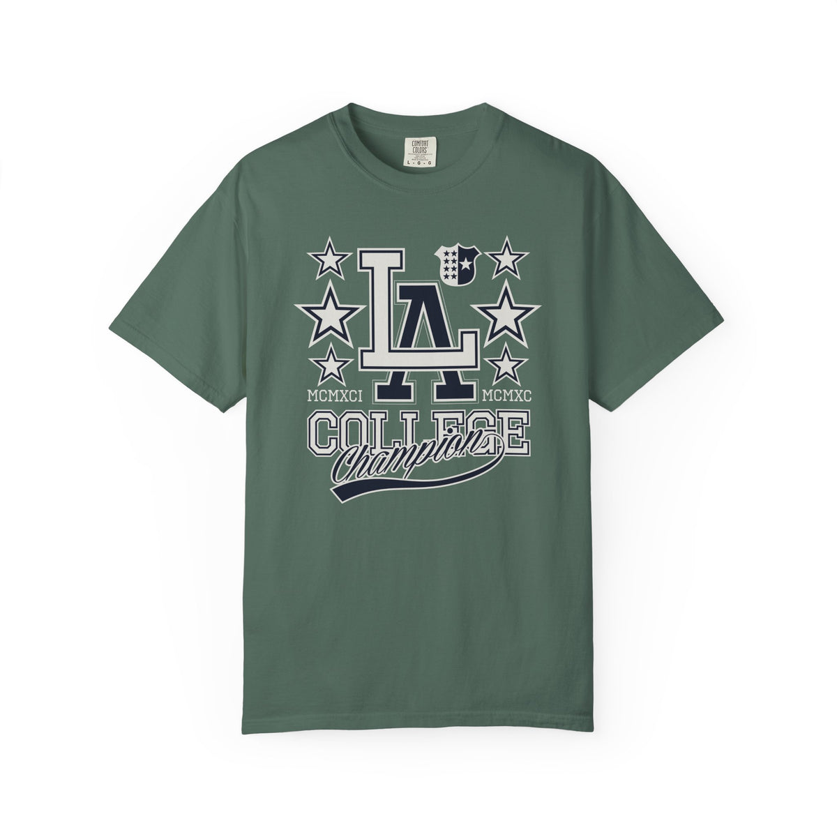 LA College Champions Logo Unisex Comfort Colors Garment-Dyed Heavyweight 100 Cotton Art Design T-Shirt w13