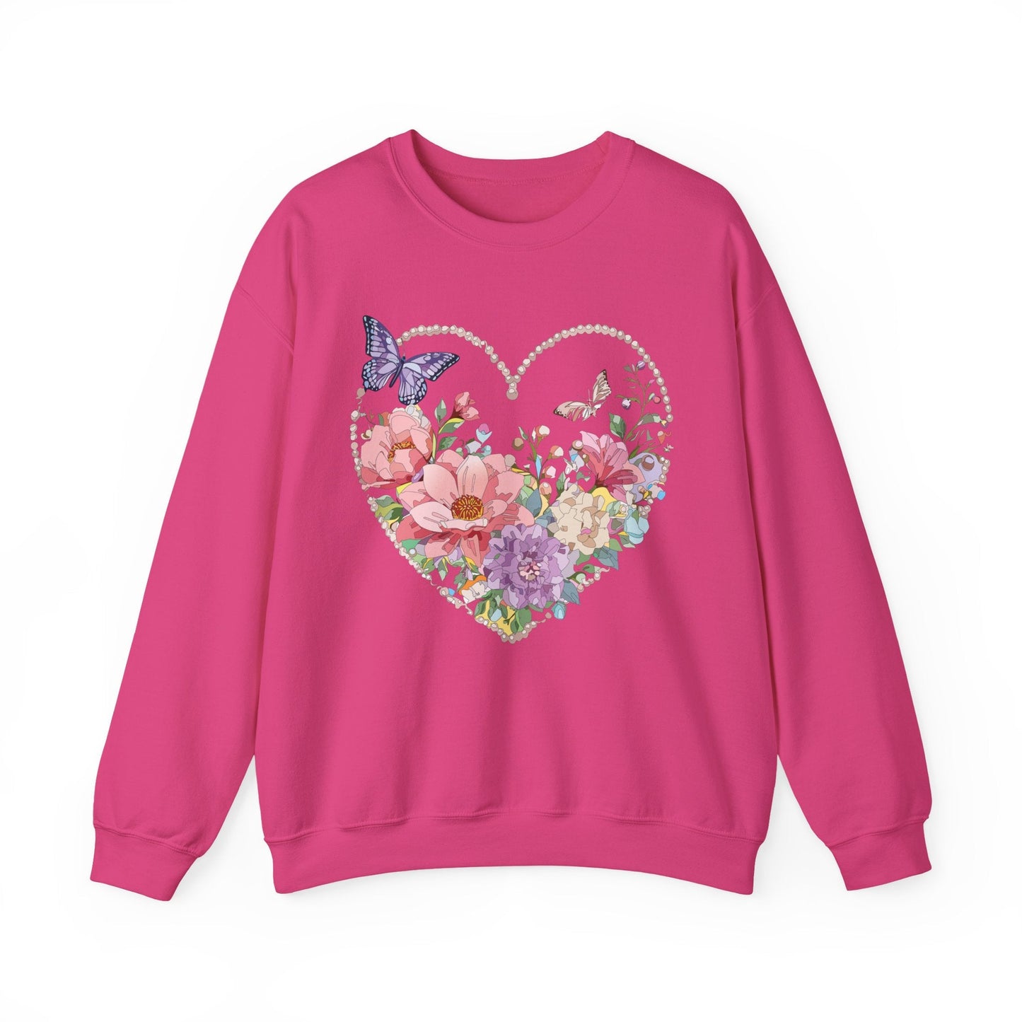 Floral Heart Sweatshirt Unisex Floral Love Crewneck Heavy Blend Gift For Valentine Day Cold Weather