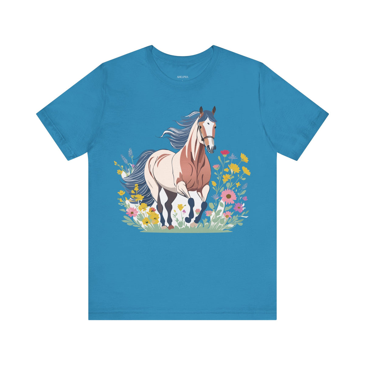 Horse Graphic Unisex Cotton Bella+Canvas Tee with Art Animal Design e32