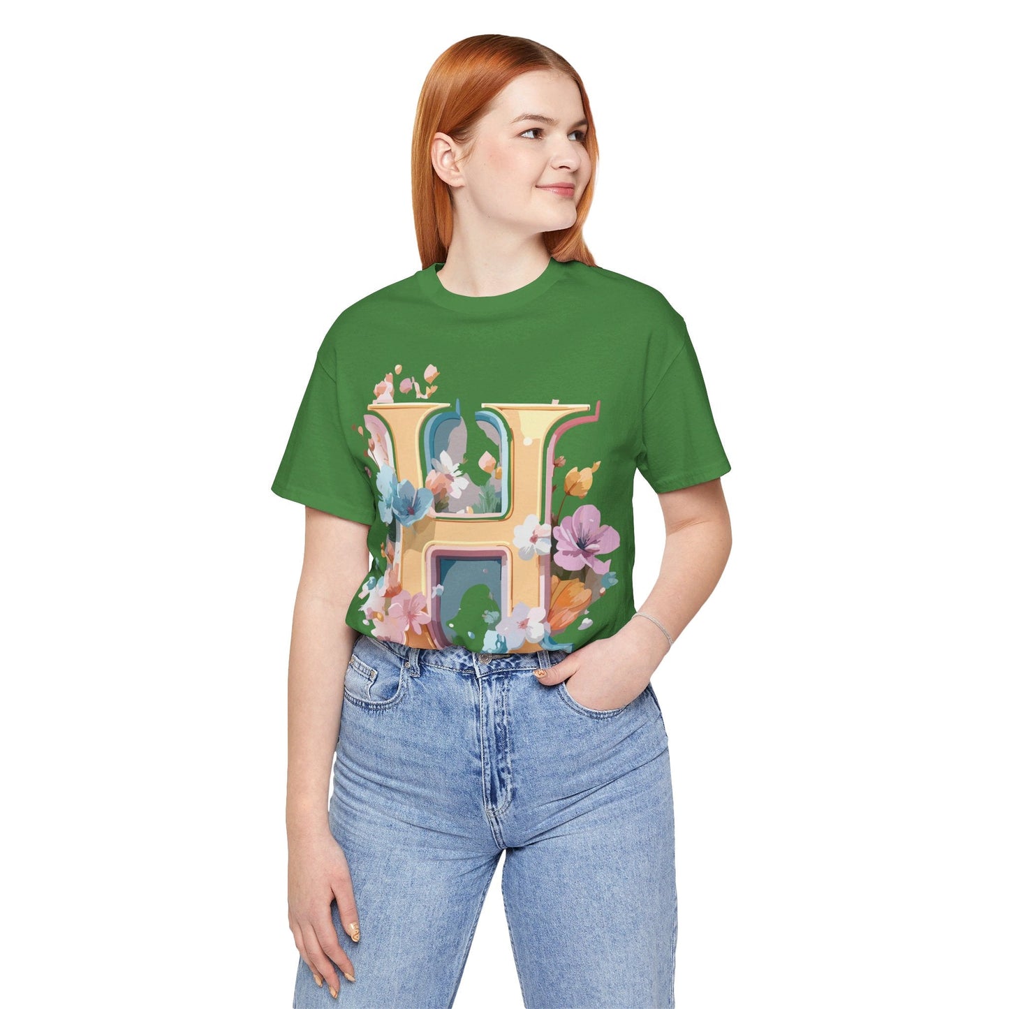 Letter H Graphic Tee Unisex Short Sleeve Shirt By Adelpha Featuring Vintage Inspired Artwork