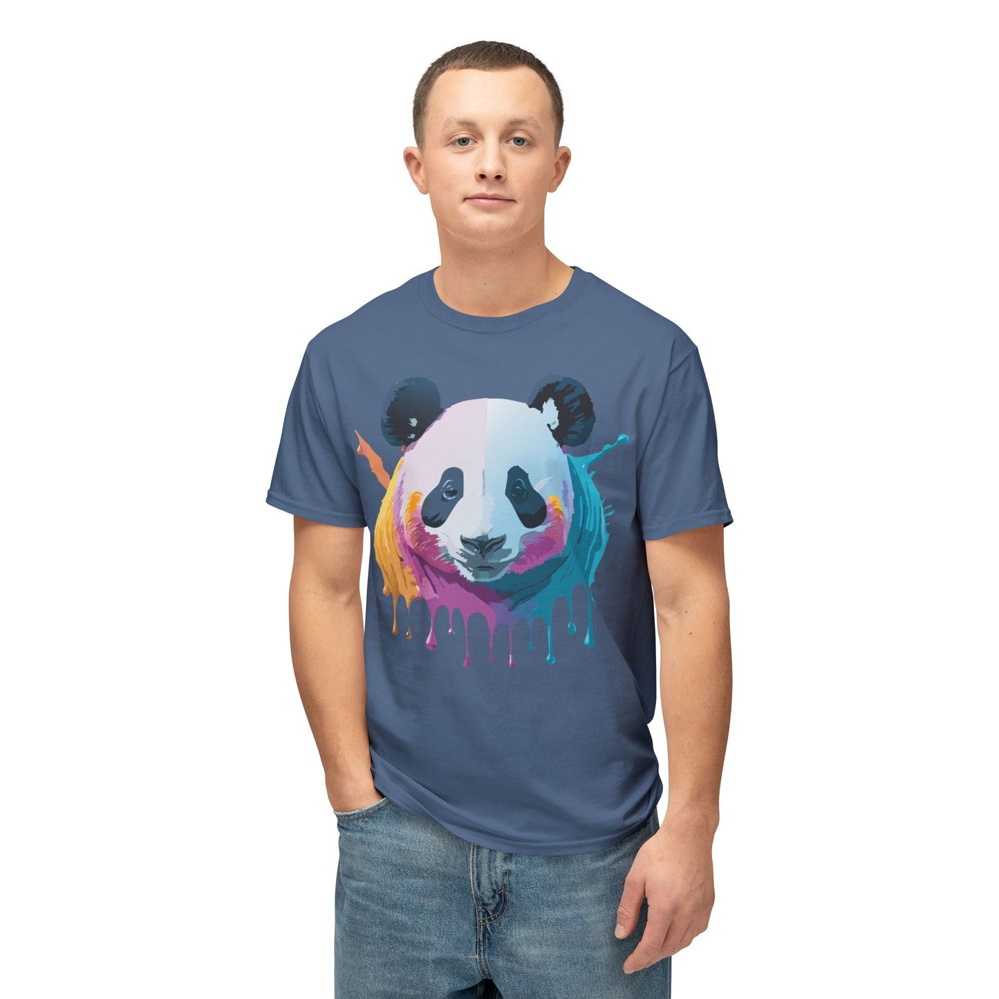 Unisex Panda Art Tee With Floral Print Premium Vintage Style HD Cotton Shirt Comfortable