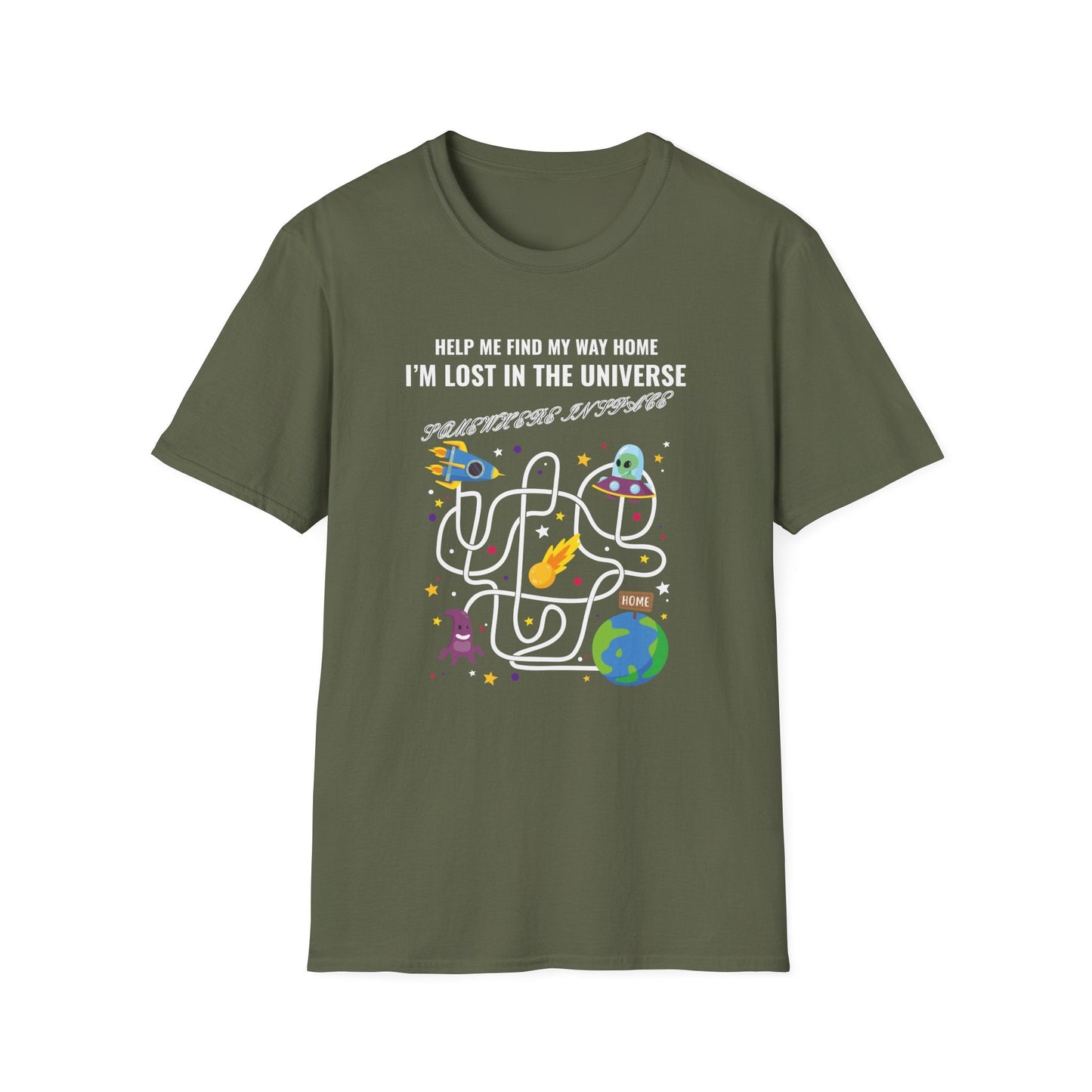 Lost in the Universe Maze TShirt Unisex Cotton Funny Space Puzzle Tee