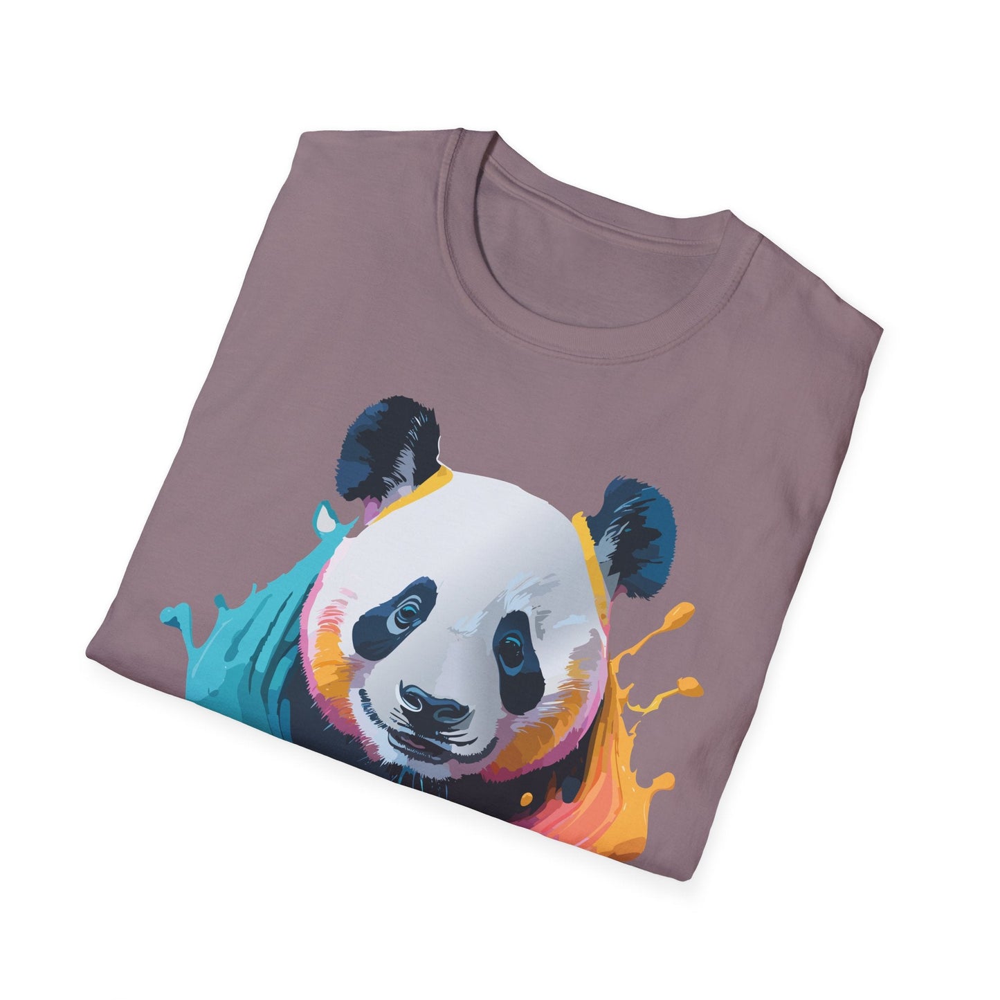 Unisex Panda Shirt T Shirt With Panda Animal Print Tee Softstyle Gildan 64000 100 Percent Ring Spun Cotton