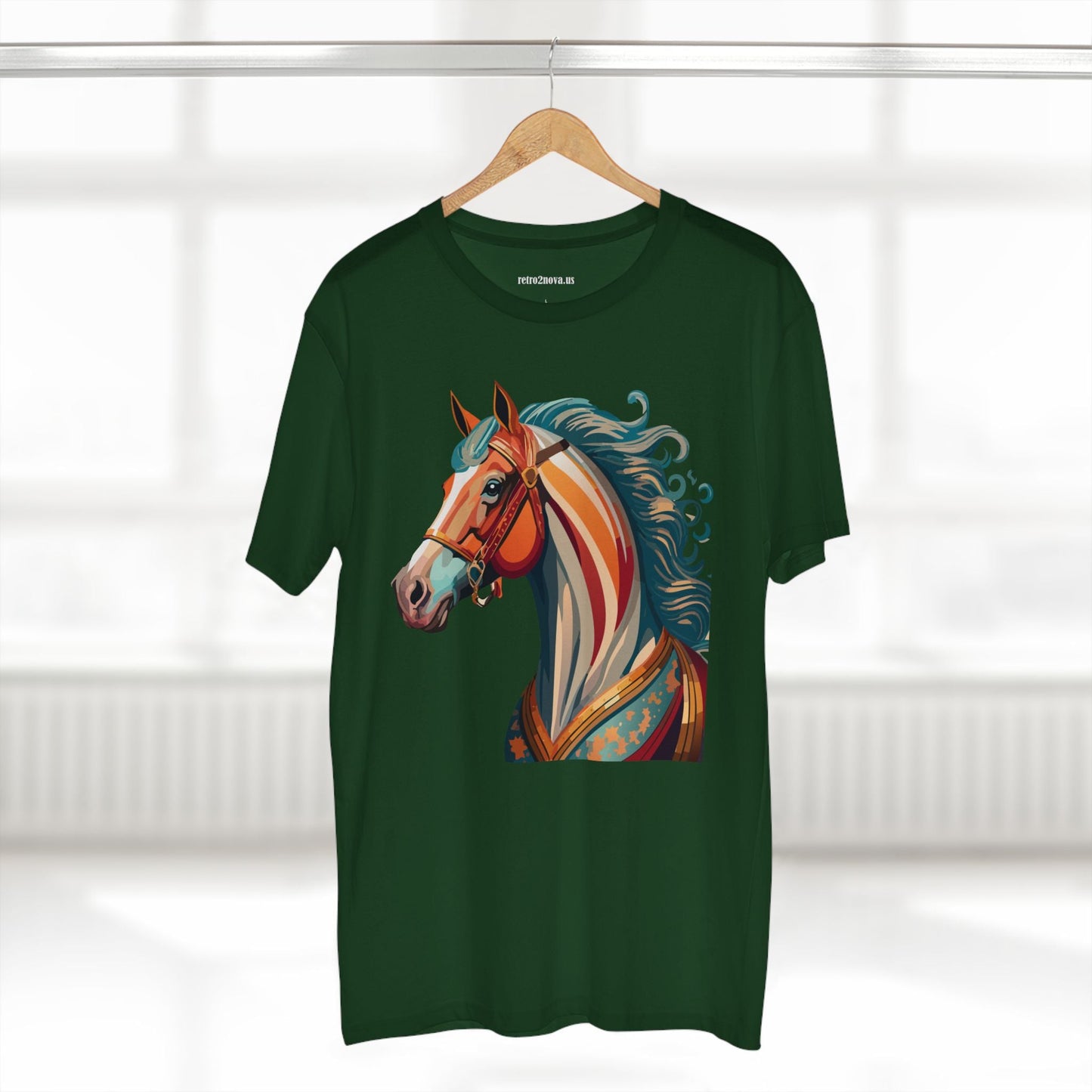 Horse Animal Shirt Unisex Premium Cotton Tee With Original Art Design From Retro2Nova Soft Breathable Art Collection
