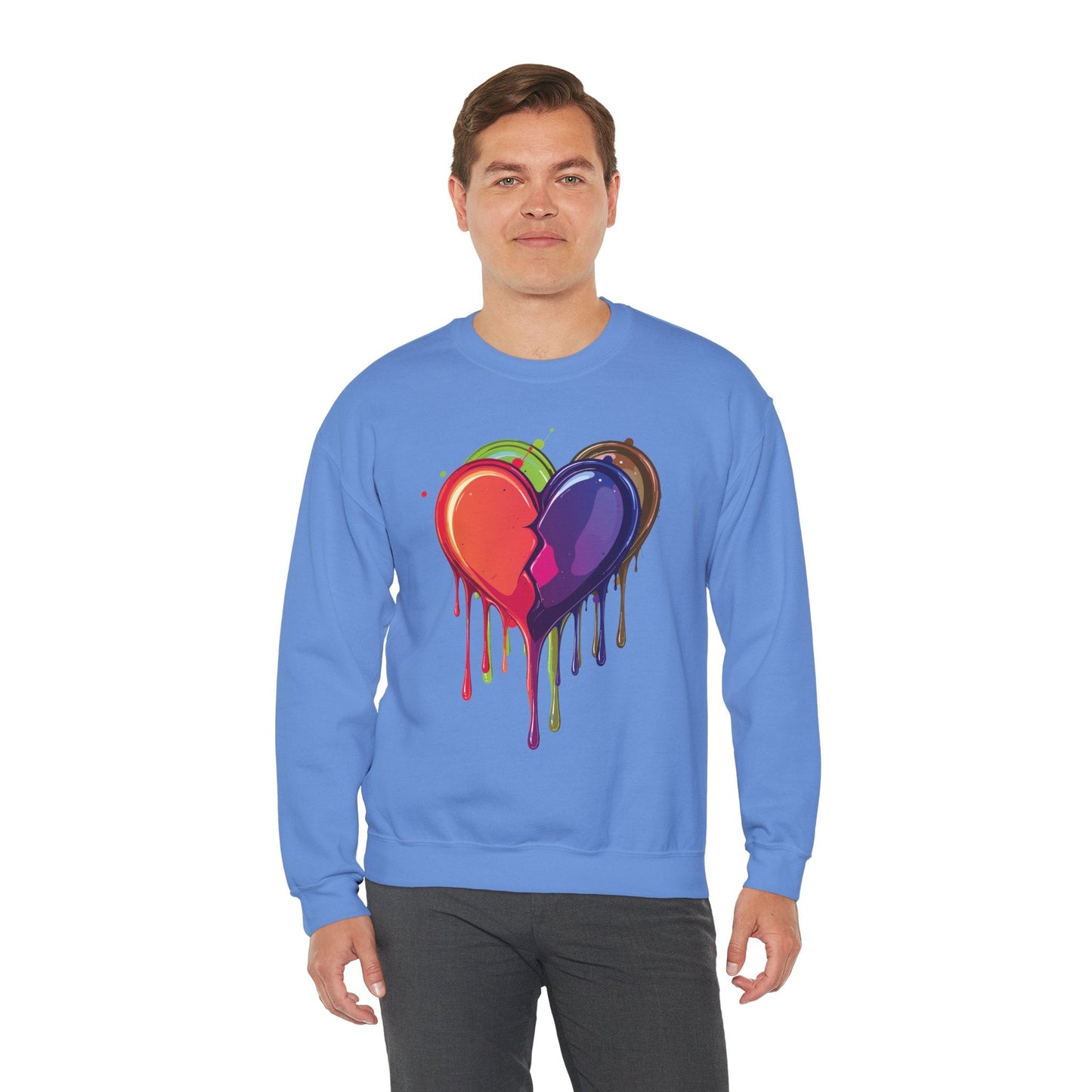 Unisex Double Heart Sweatshirt Valentines Day Love Theme Big Heart Design