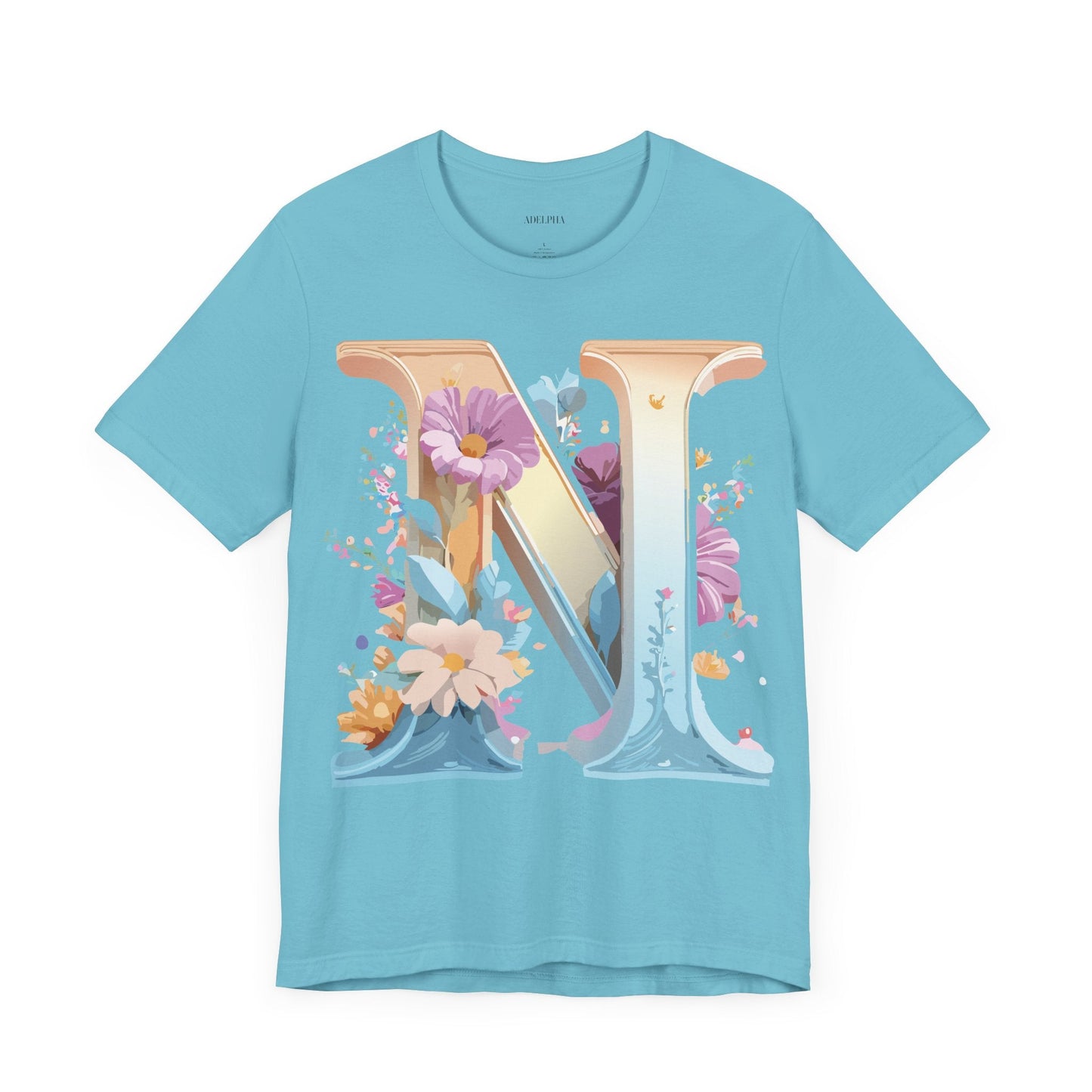 Letter N Shirt Graphic Tee Unisex Jersey Short Sleeve Vintage Style Adelpha Art Design