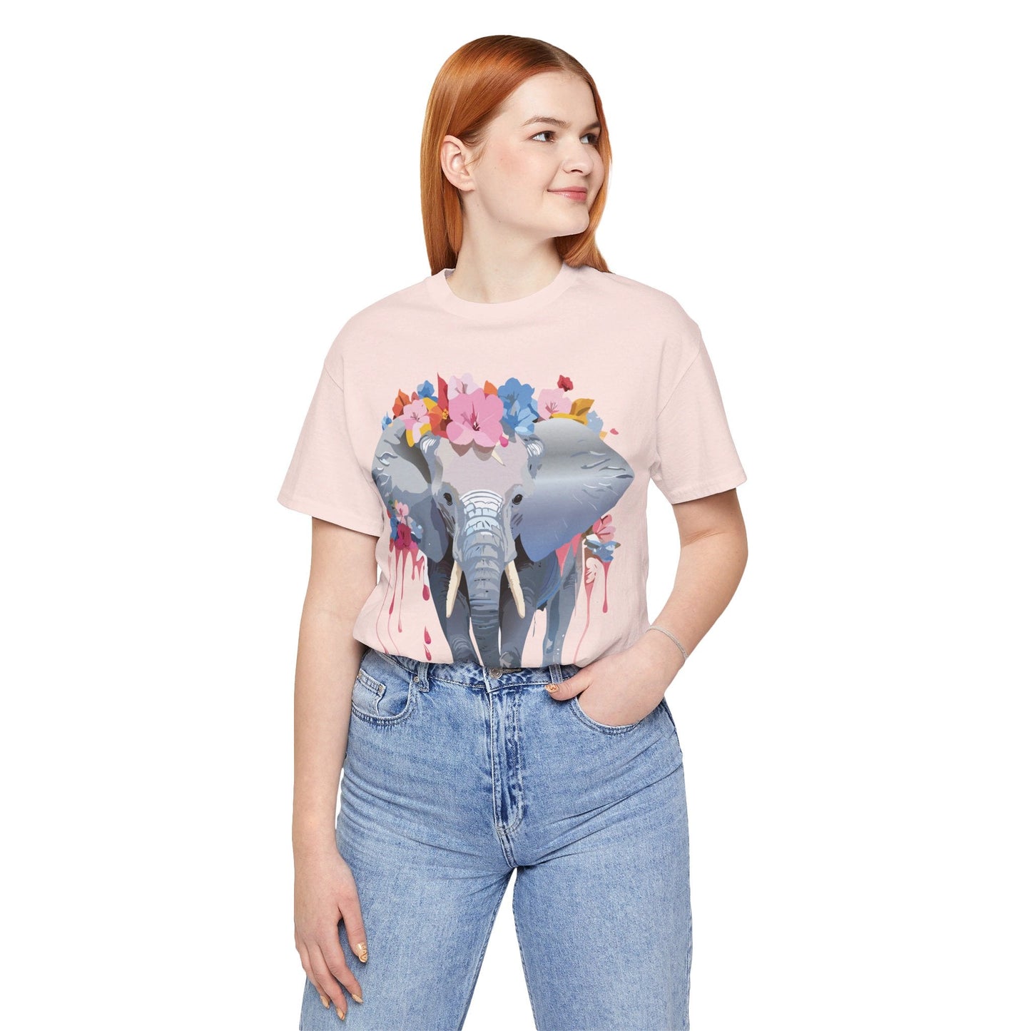 Elephant Graphic Tee Unisex Short Sleeve Jersey With Vintage Inspired Adelpha Artwork