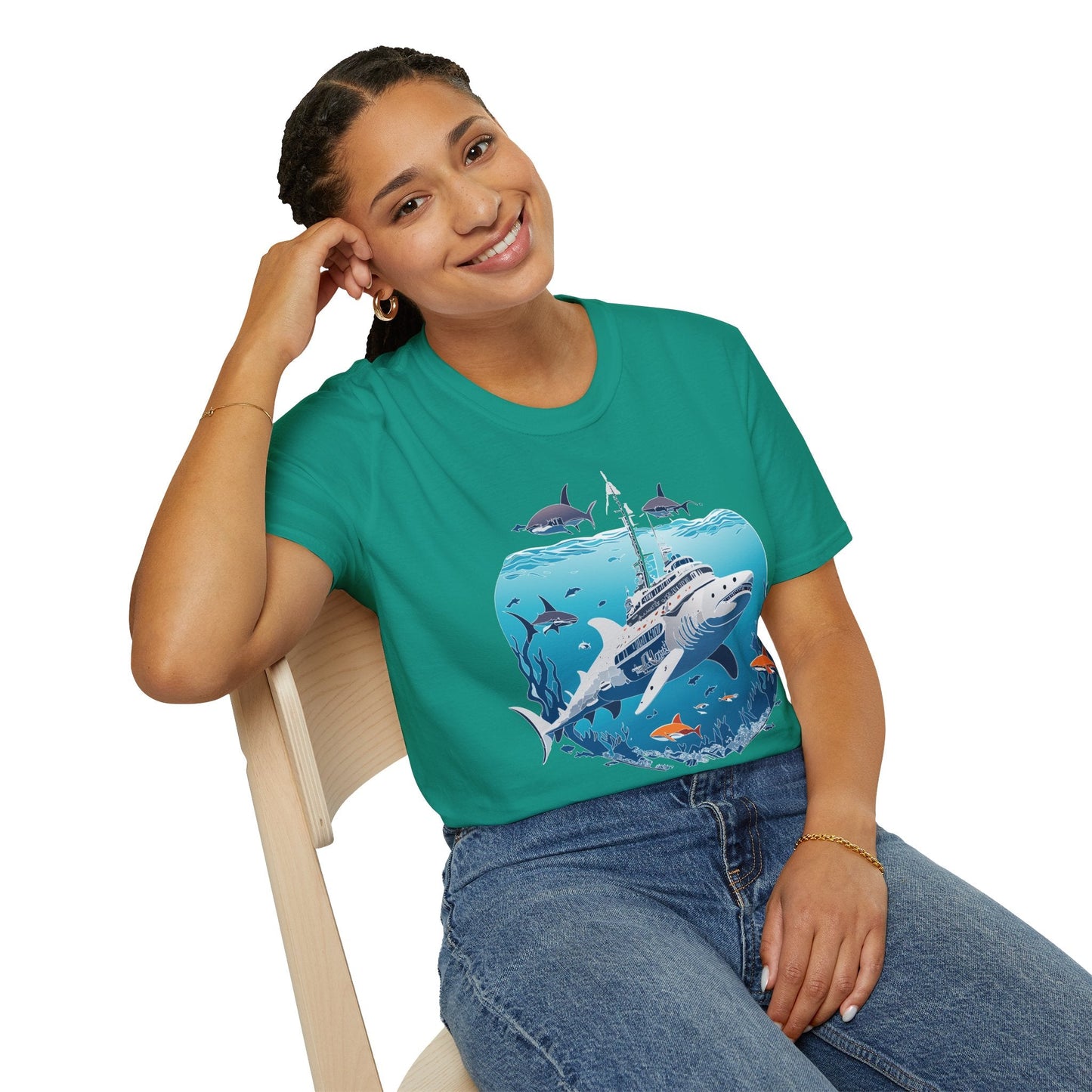 Ocean Tee Shirt Unisex Softstyle 64000 Ring Spun Cotton Art Design Tee For Everyday Comfort