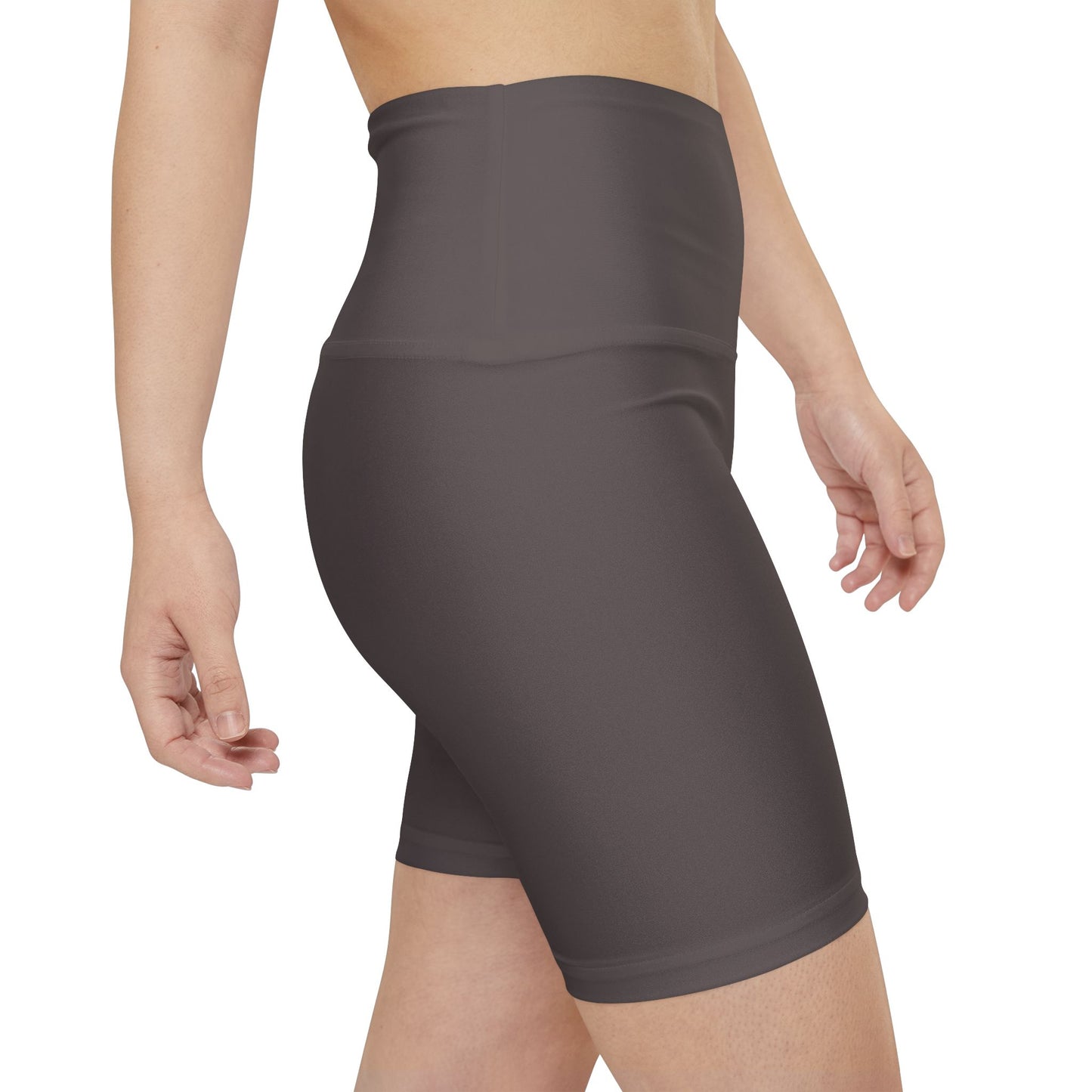 Taupe Grey Women's Workout Shorts — Solid High-Waist Biker Shorts for Exercise & Everyday Wear