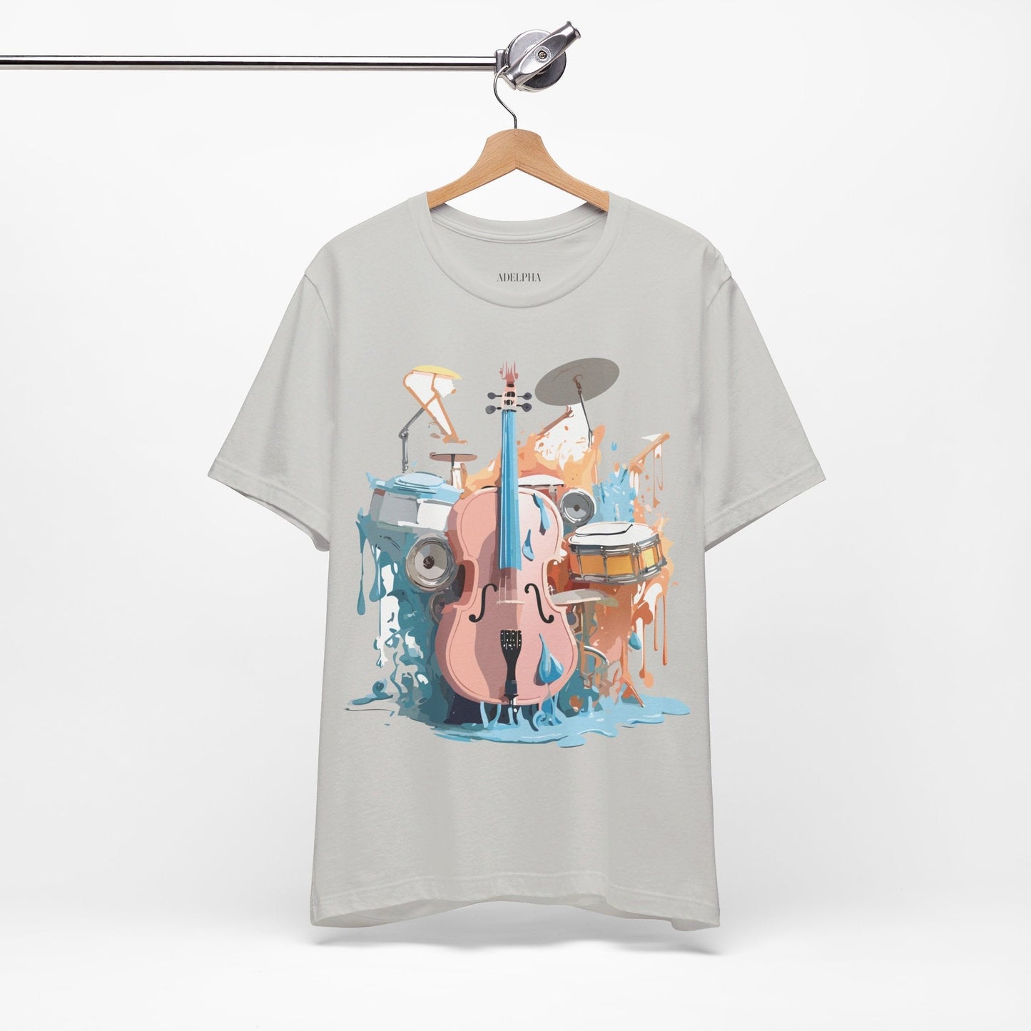 Music Graphic Unisex 100 Cotton Vintage Art with Musical Elements Tee 74