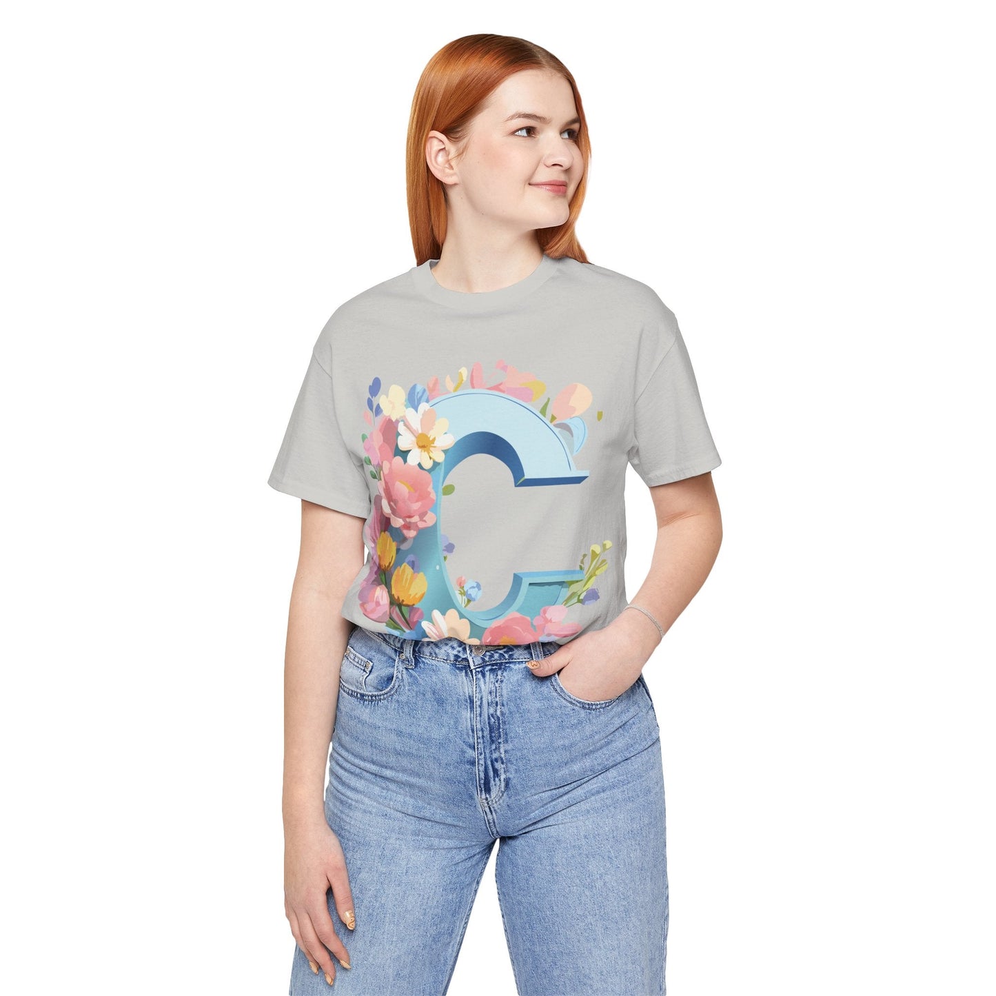 Letter C Shirt Graphic Tee Unisex Short Sleeve Vintage Art Adelpha Premium Quality