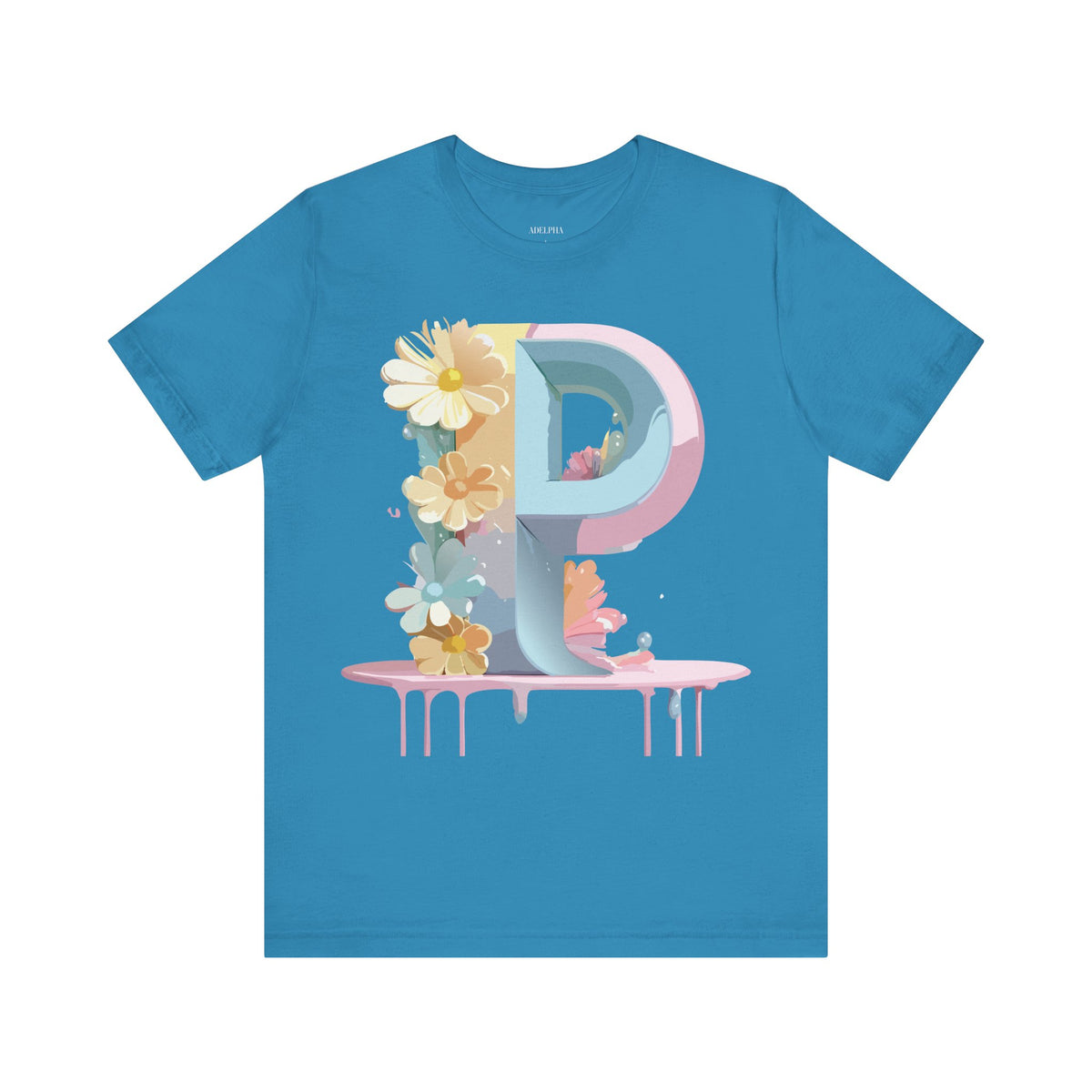 Letter P Graphic Unisex Cotton Bella+Canvas Tee with Art Letter Design