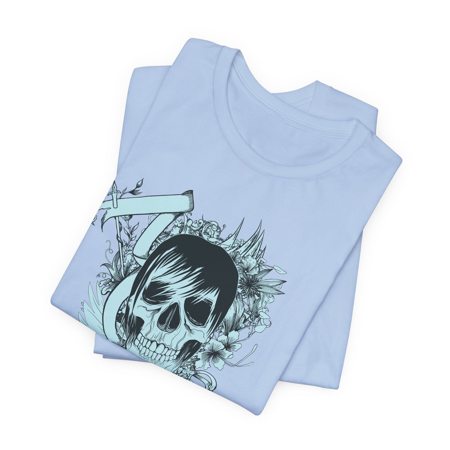 Sky Skull Graphic Design Tee, Skull Shirt, Vintage Tees, Art Design T-Shirt, Vintage Graphic Tee, Art Shirts with Skulls