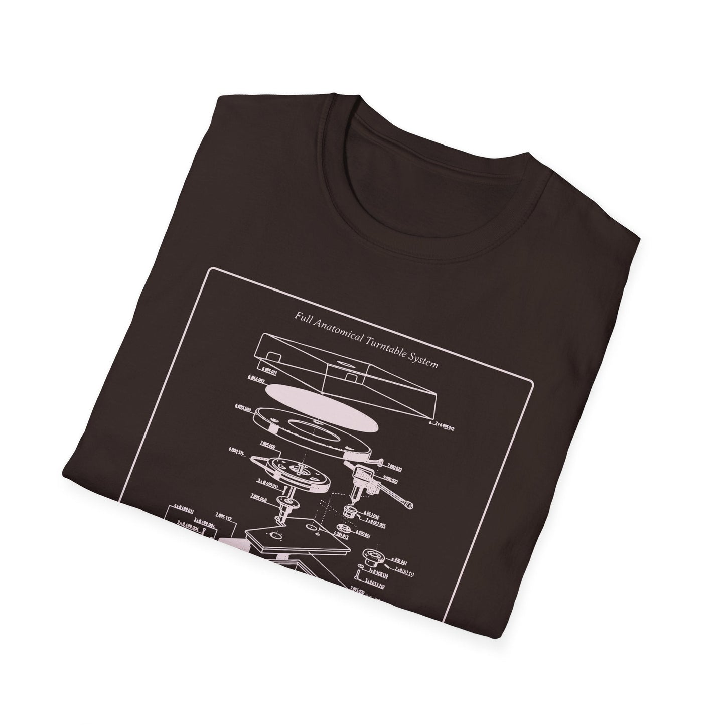 Record Player Blueprint T-Shirt Unisex Cotton Retro Vinyl Turntable Diagram Tee