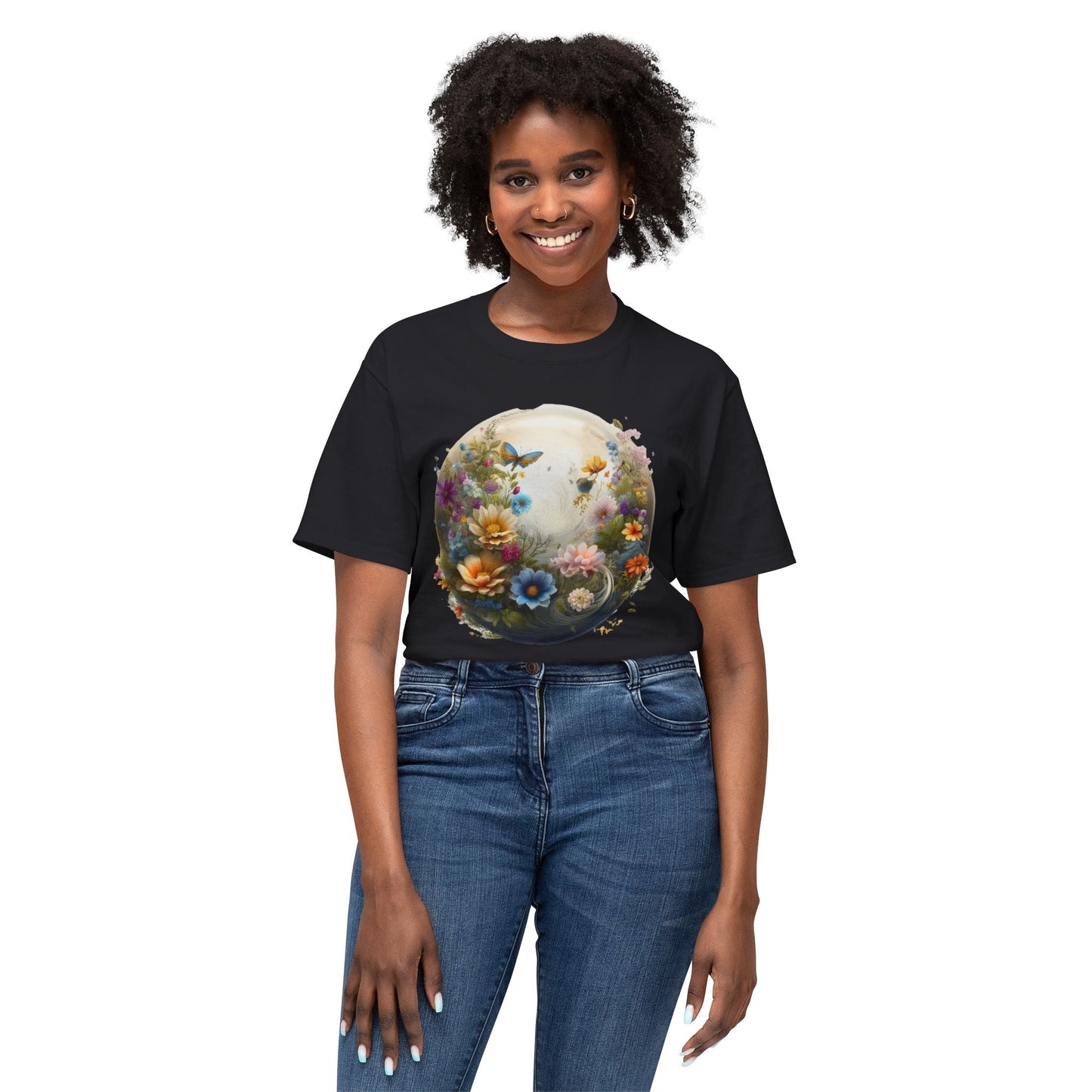 Unisex Floral T Shirt With Art Print HD Cotton Vintage Flowers Tee Shirt Soft Breathable Comfort