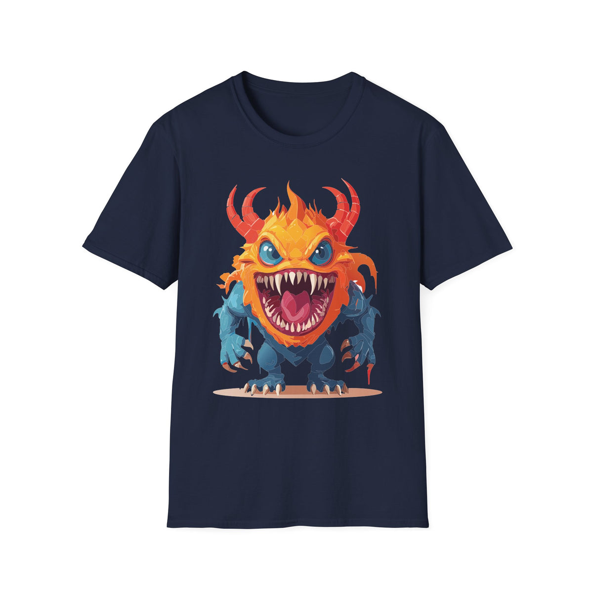 Monster T-Shirt — Colorful Fierce Creature Cartoon Graphic Tee Unisex 100 Cotton Gildan T-Shirt