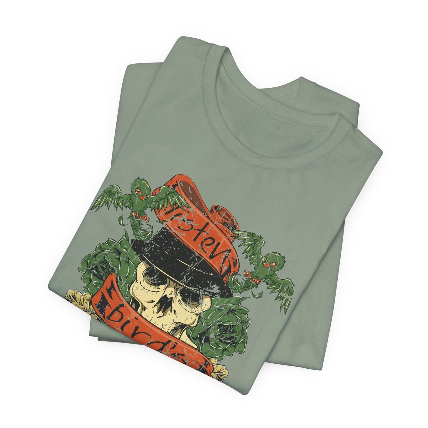 Skull Floral Tattoo Style Graphic Design Unisex Cotton T-Shirt Art-38