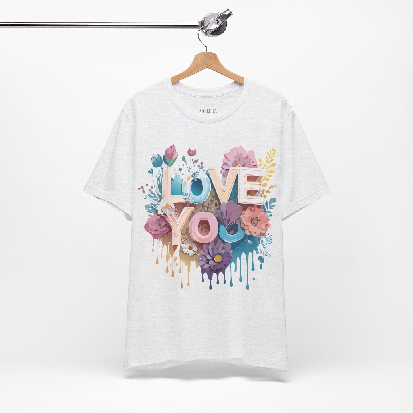 Valentine Day Graphic Unisex 100 Cotton Vintage Artwork with Love and Flower Design Tee 37