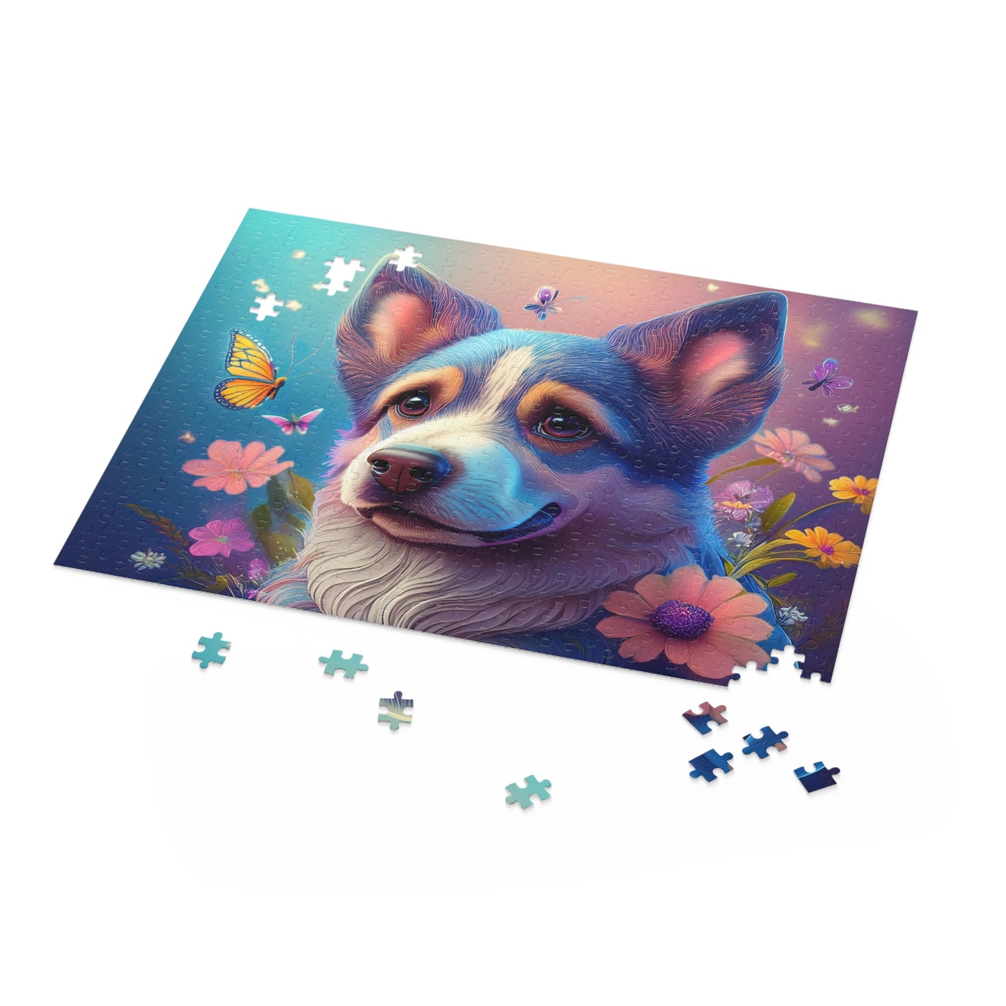 Puzzles-22 Floral Dog Face Puzzle 500-Piece  Floral Dog Puzzle 500-Piece, Kids Puzzles Size: 16" x 20",  Ages 9+