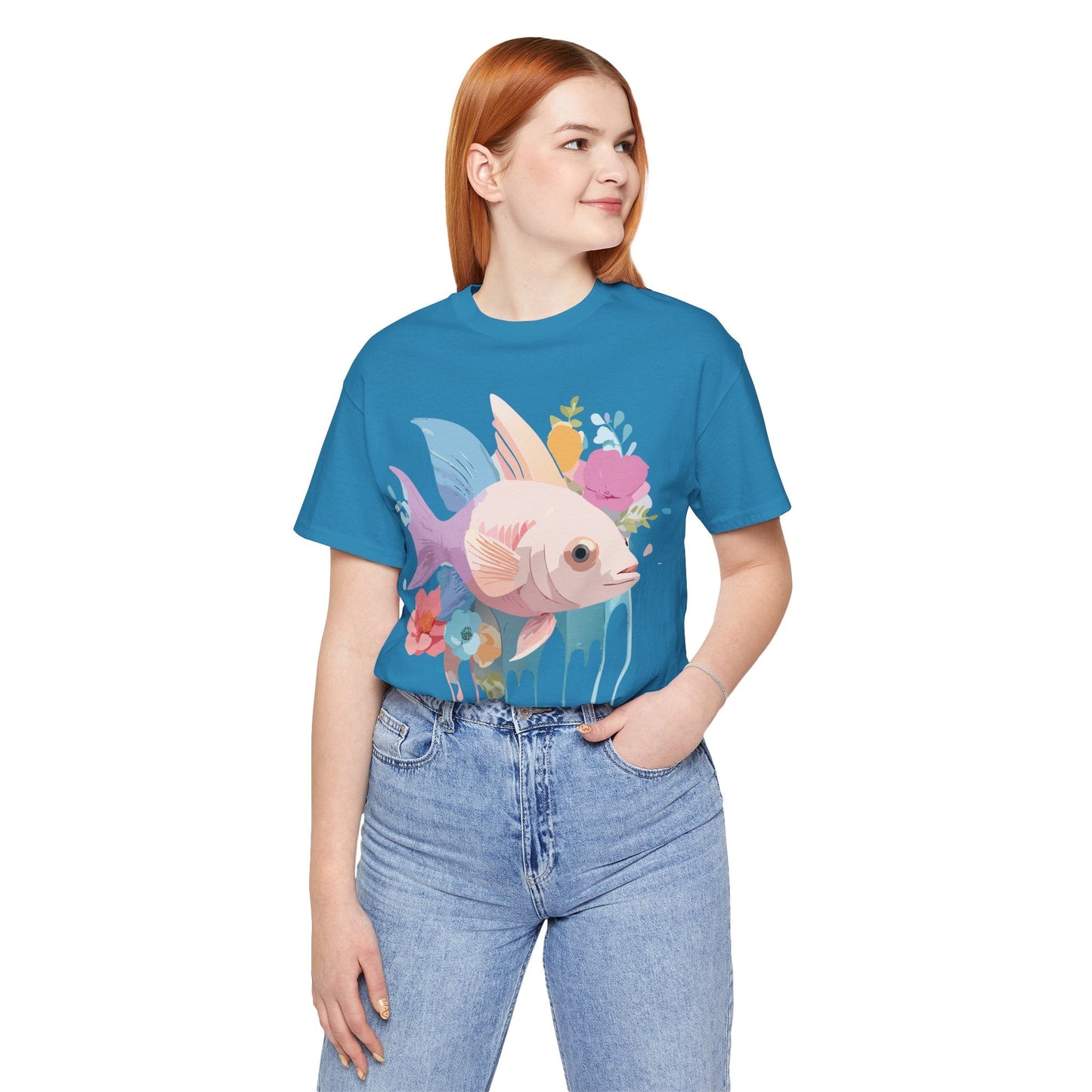 Adelpha Fish Graphic Tee Unisex Jersey Short Sleeve Vintage Art Design Tee Shirt Premium Quality