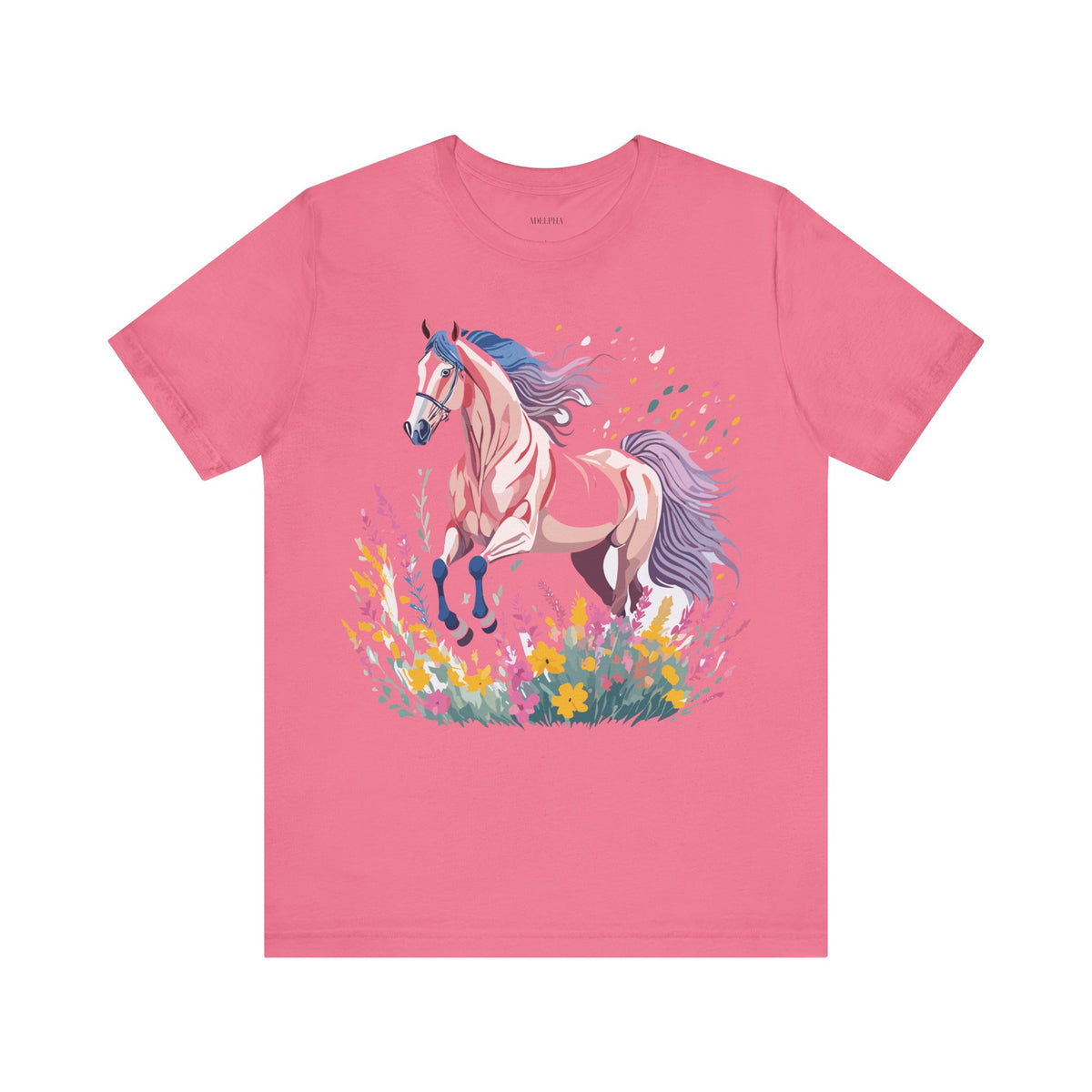 Horse Graphic Unisex Cotton Bella+Canvas Tee with Art Animal Design e25