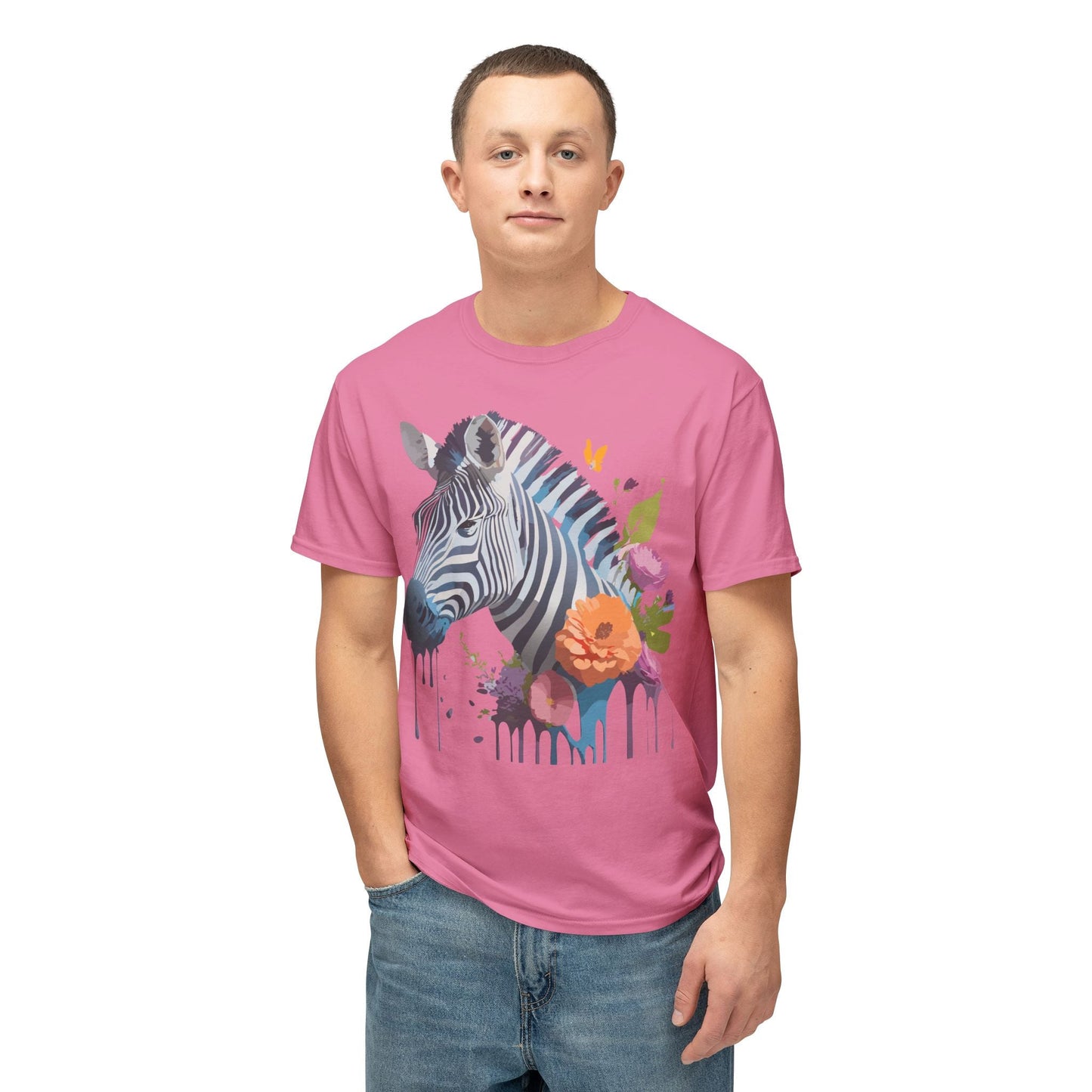 Unisex Zebra Art T Shirt With Full Color Print HD Cotton Tee Made In USA For Everyday Style