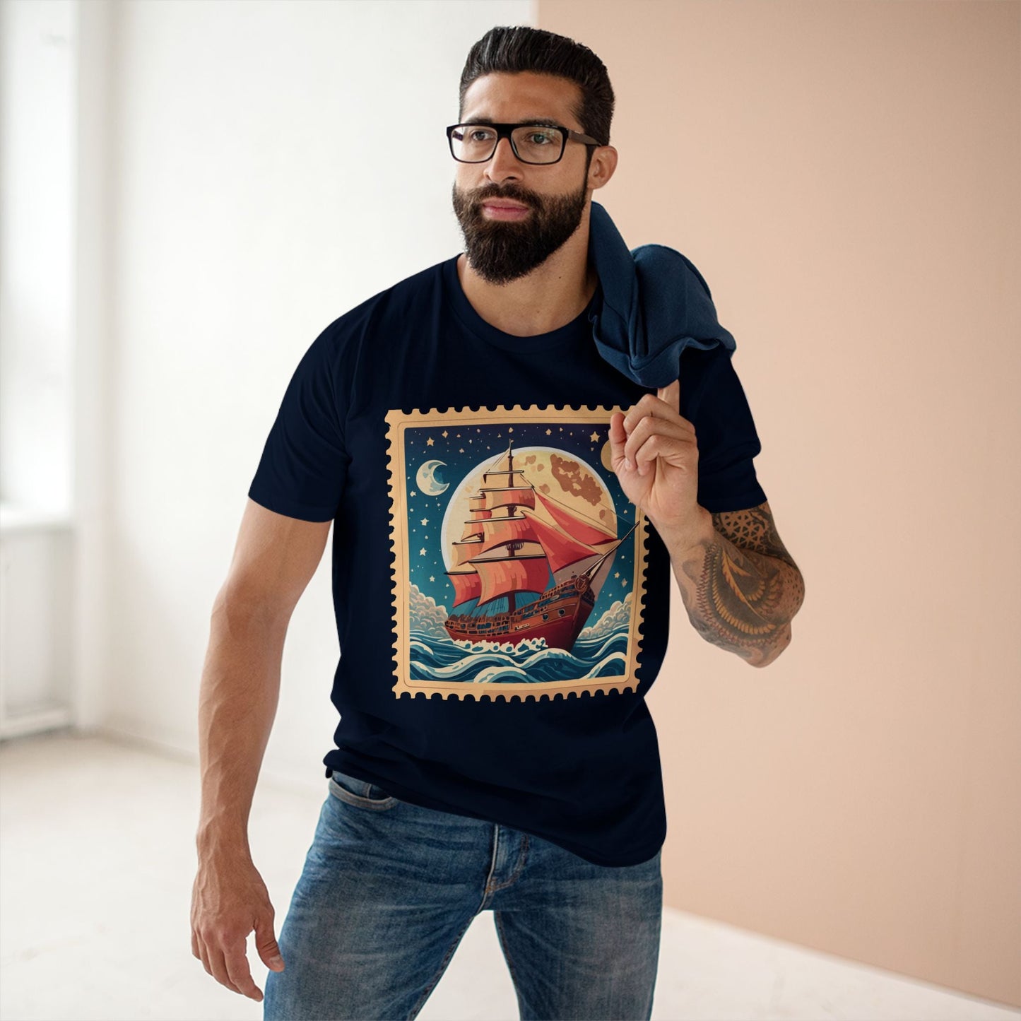 Postage Stamp Shirt Unisex Art Tee Premium Cotton Staple Retro2Nova Art Collection