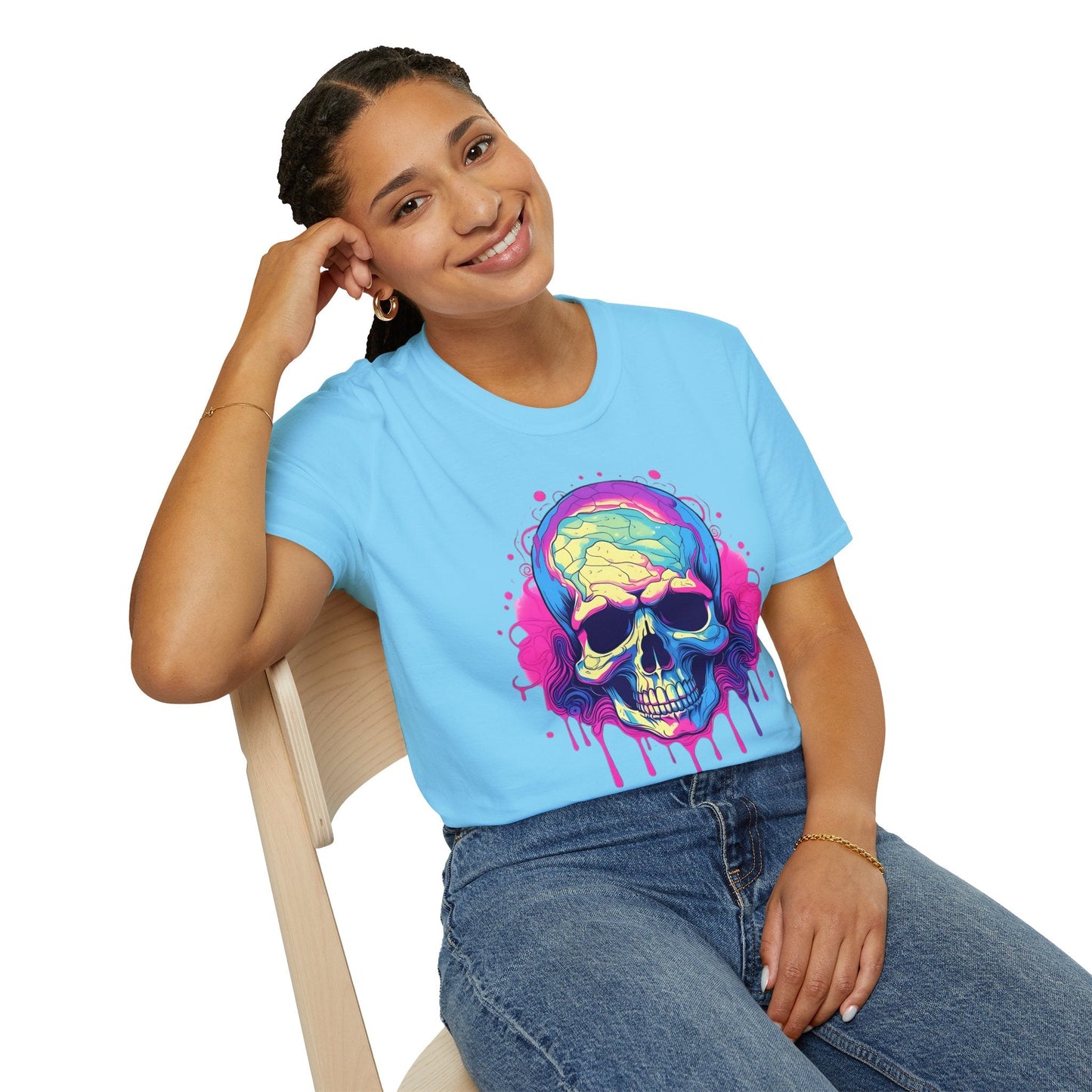 Skull Tee Shirt Unisex Skeleton Design Gildan Softstyle 64000 Ring Spun Cotton Tee
