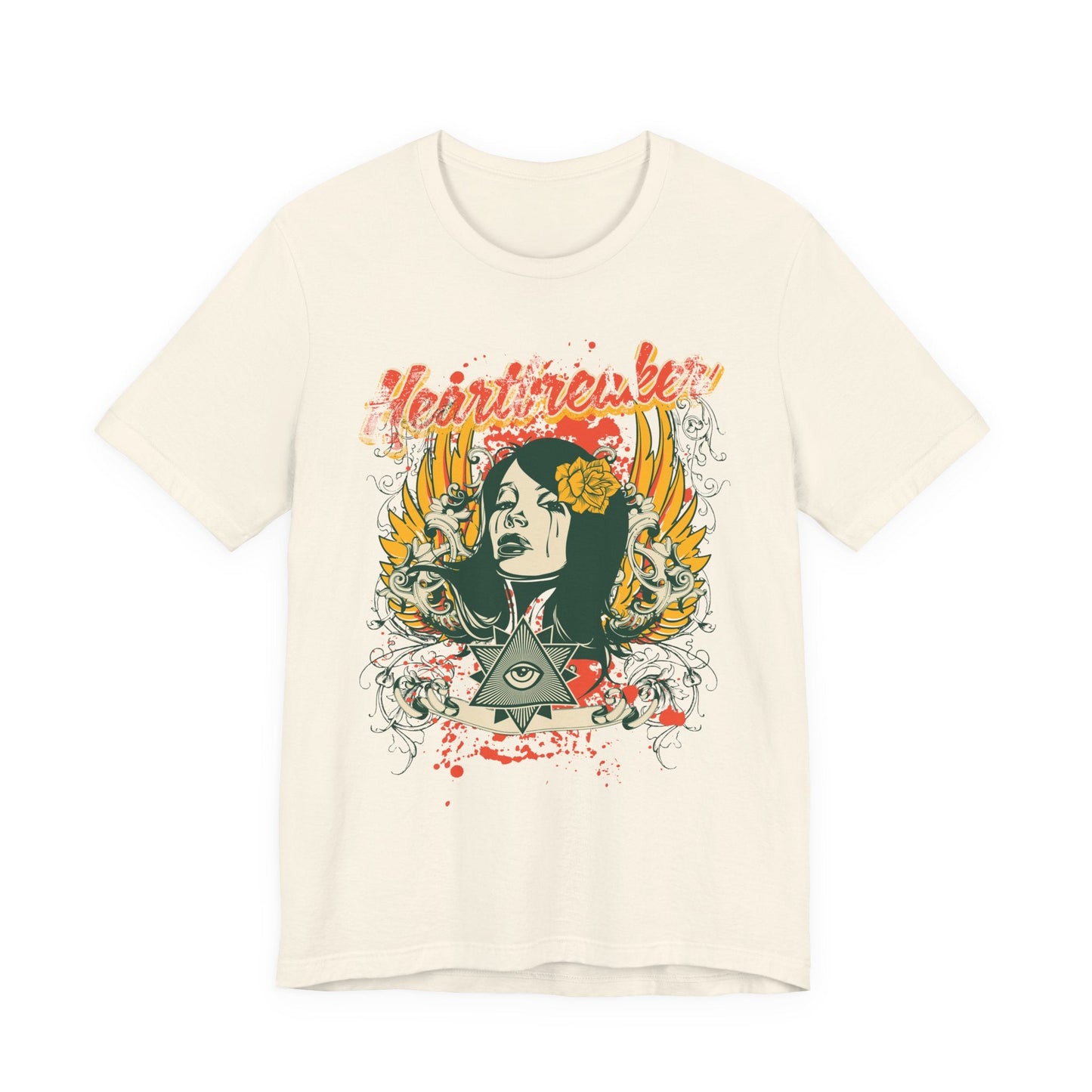 Heartbreaker Illustration Tee Retro Femme Portrait Floral Skull Graphic T-Shirt