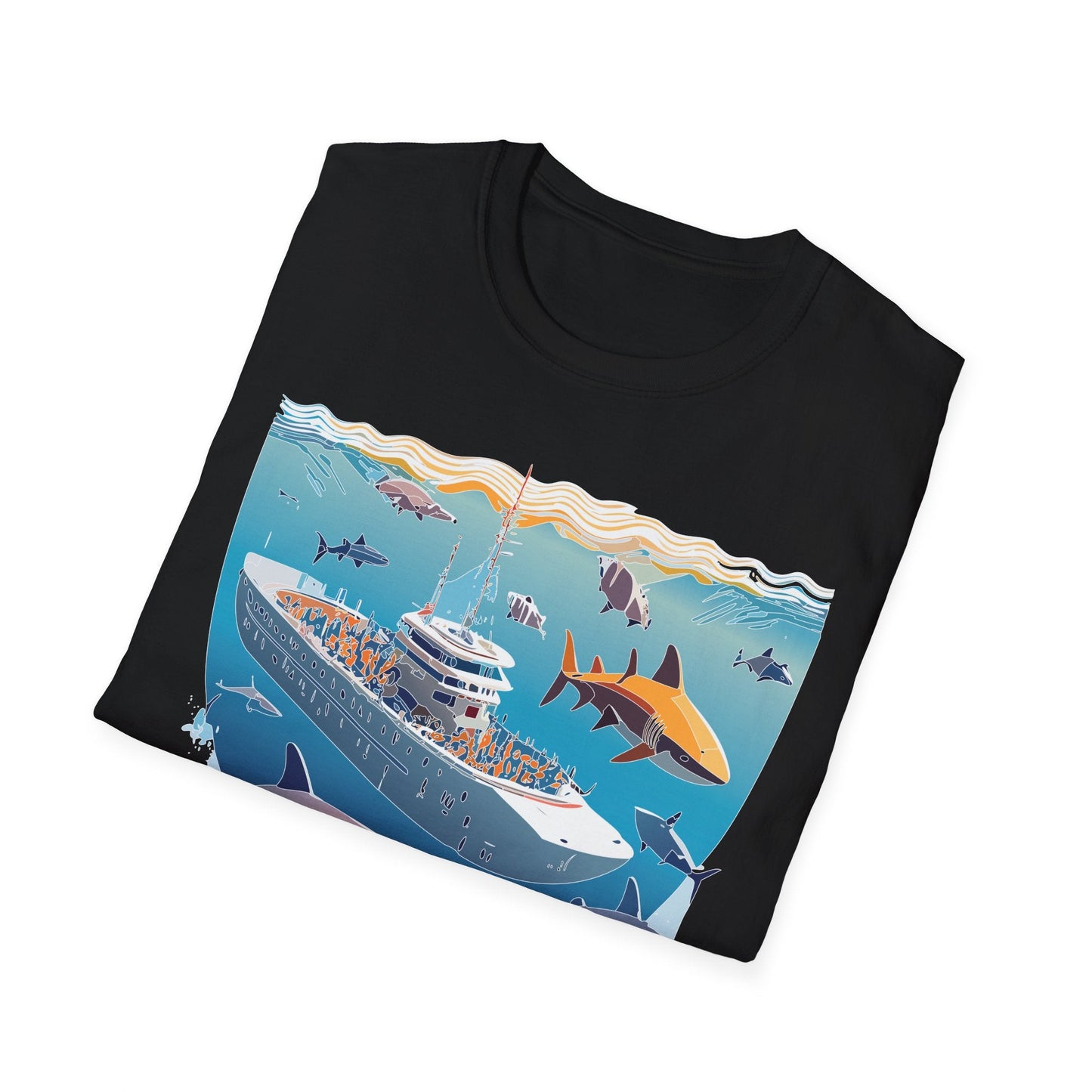 Ocean Tee Shirt Unisex Softstyle Short Sleeve With Ocean Art Design 100 Percent Ring Spun Cotton