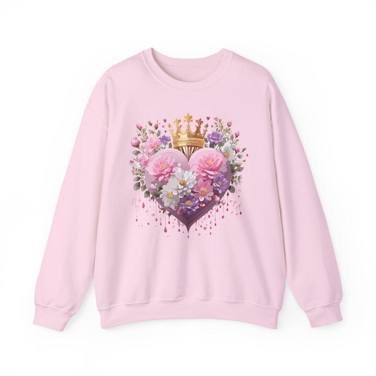 Floral Heart Love Graphic Valentine's Day Sweatshirt Unisex 50/50 Cotton-Poly Sweatshirt w20