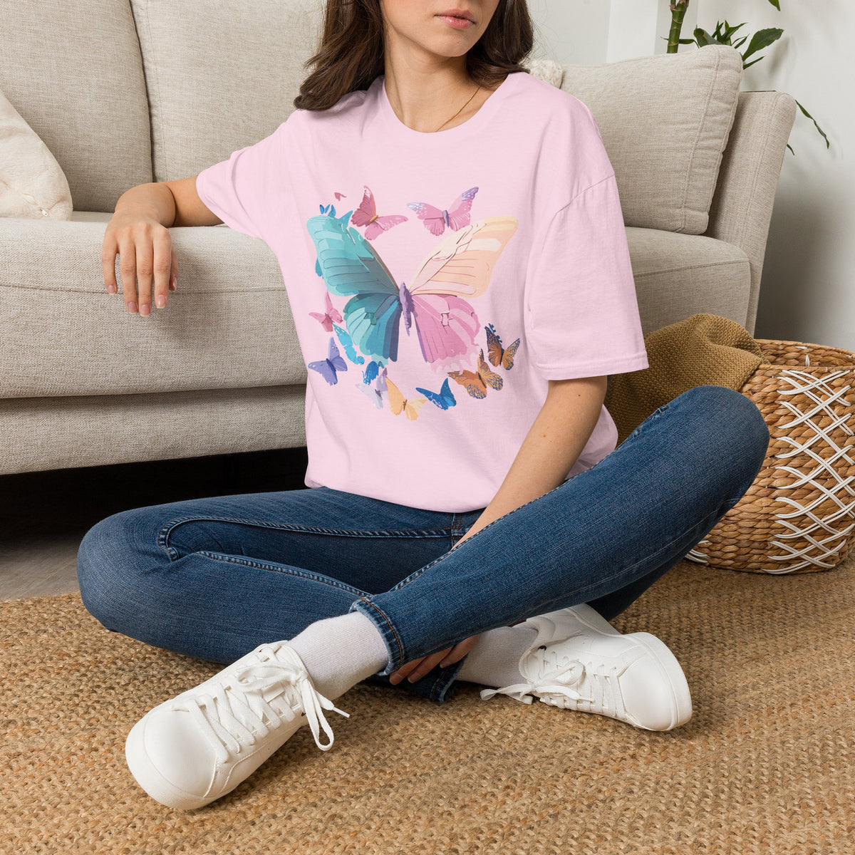 Colorful Butterfly Graphic Design Unisex 100 Cotton Gildan T-Shirt