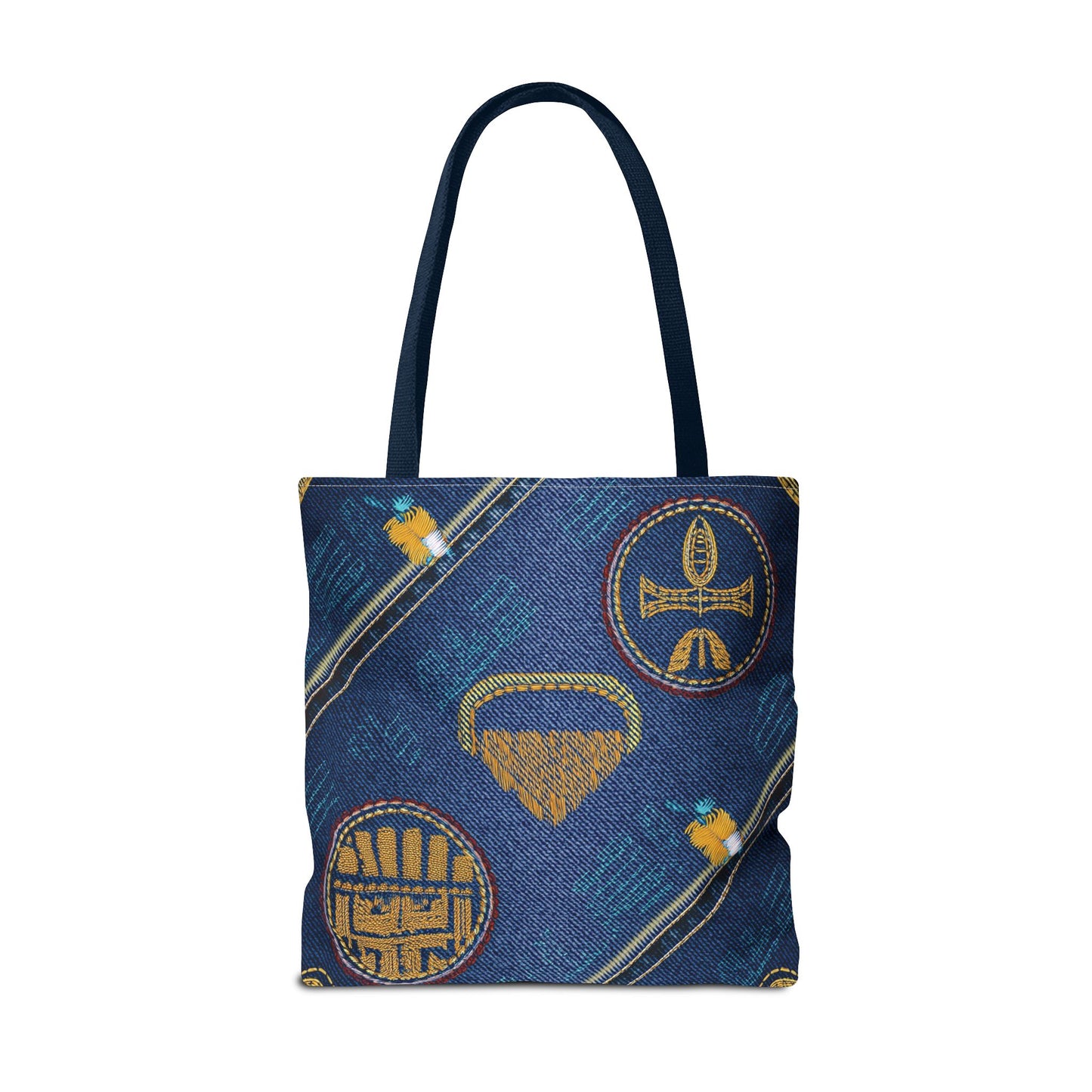 Denim Fabric Imitation Print Unisex Canvas Bag Poly Spun 3 Sizes Tote Bag 188-2
