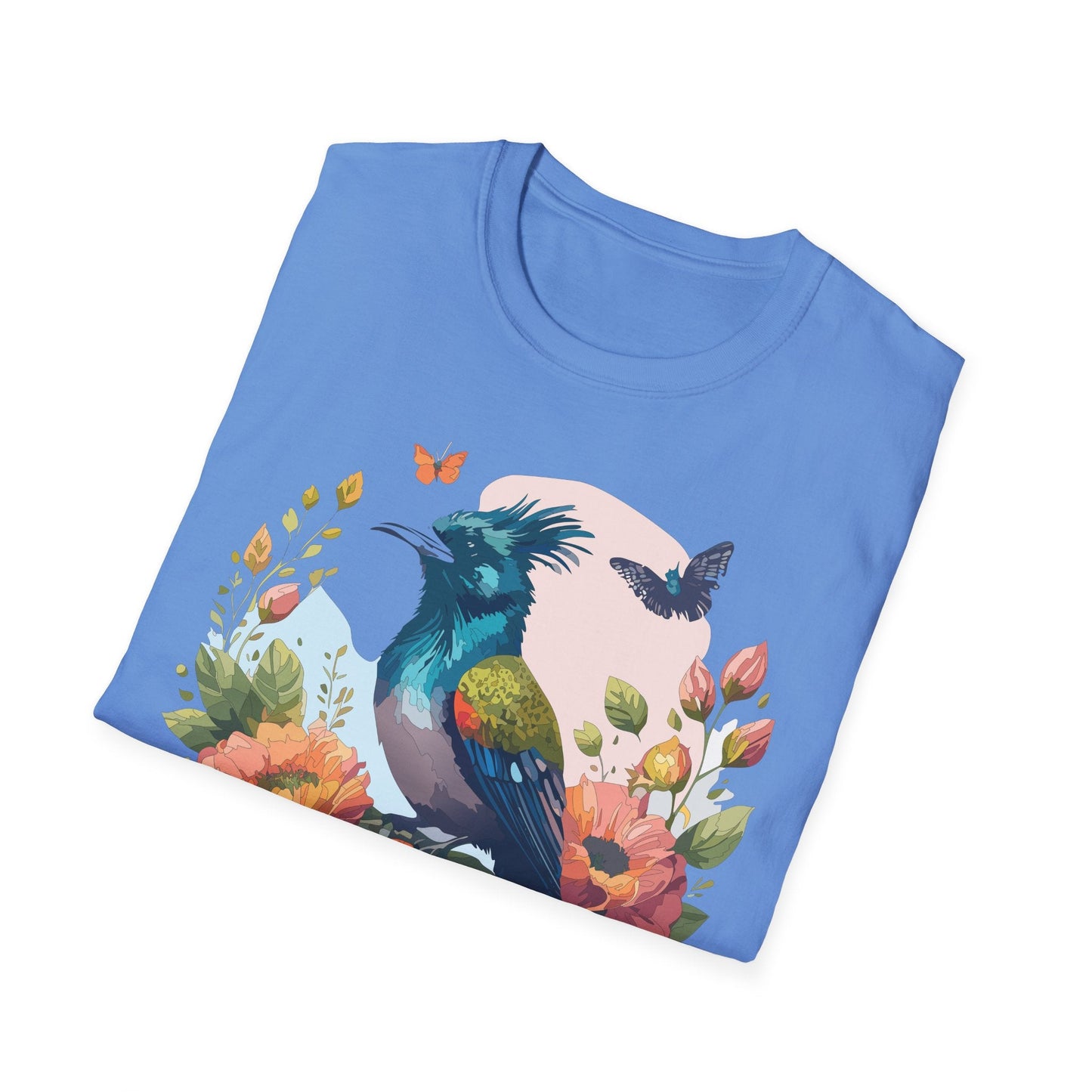 Floral Bird T Shirt Unisex Tee 100 Percent Ring Spun Cotton Softstyle Gildan 64000 Comfort Fit